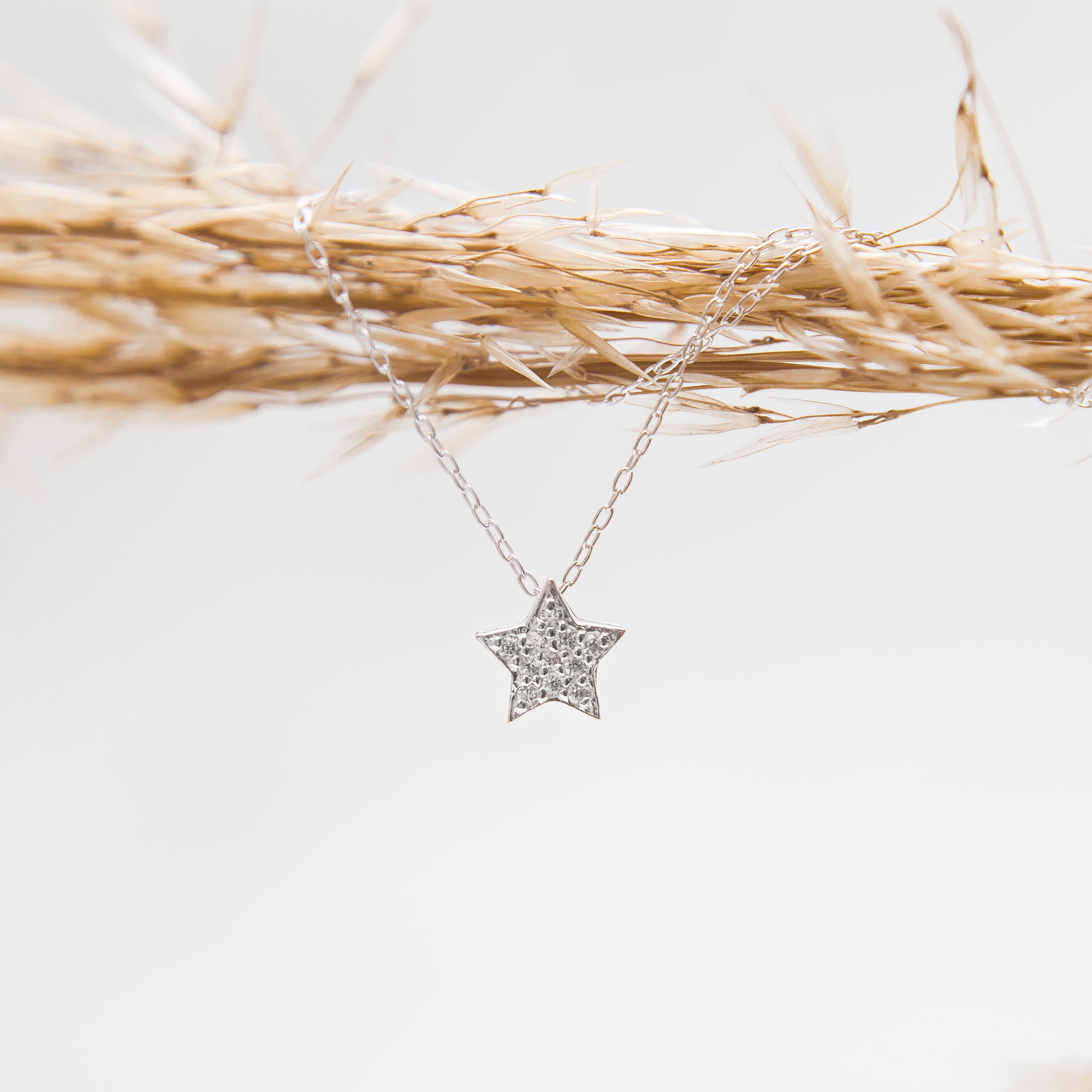 Silver CZ Star Necklace