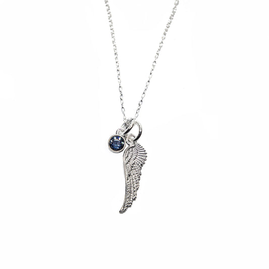 Silver Angel Wing Necklace Personalised