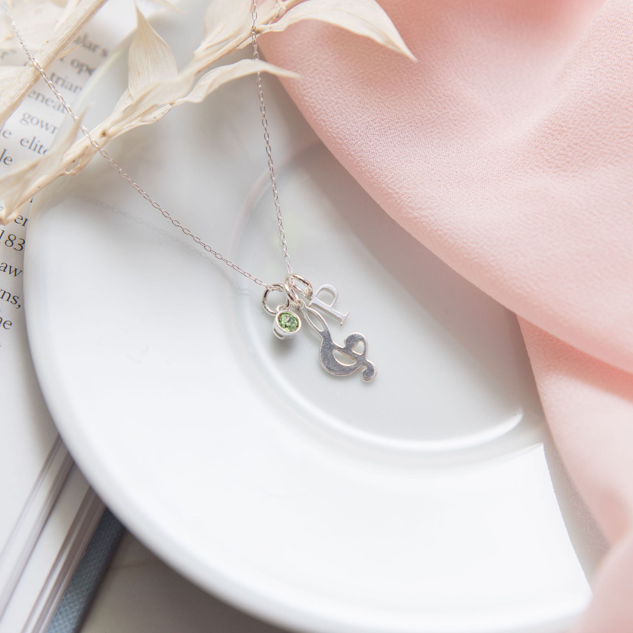 Sterling Silver Personalised Treble Clef Music Note Necklace