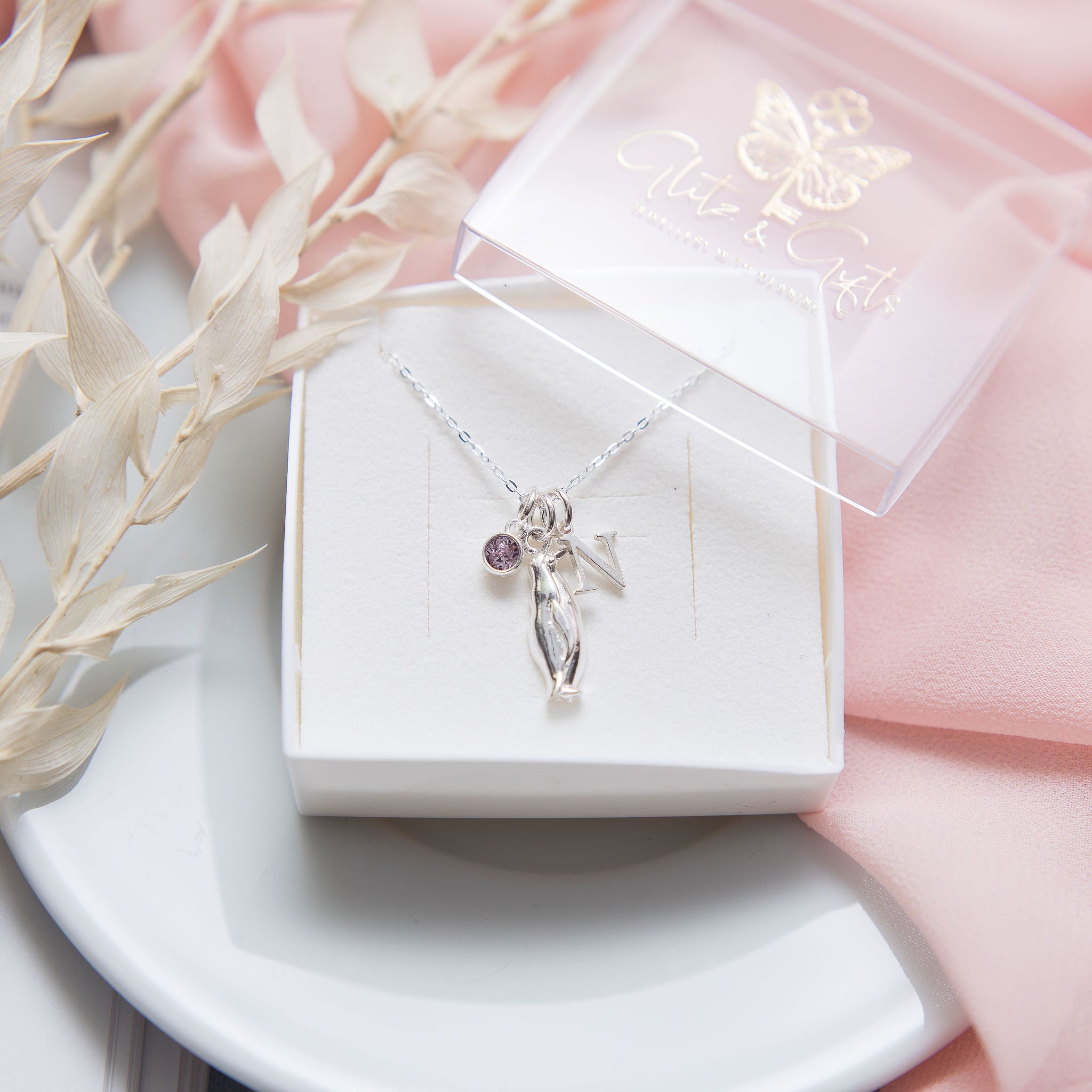 Sterling Silver Personalised Penguin Necklace