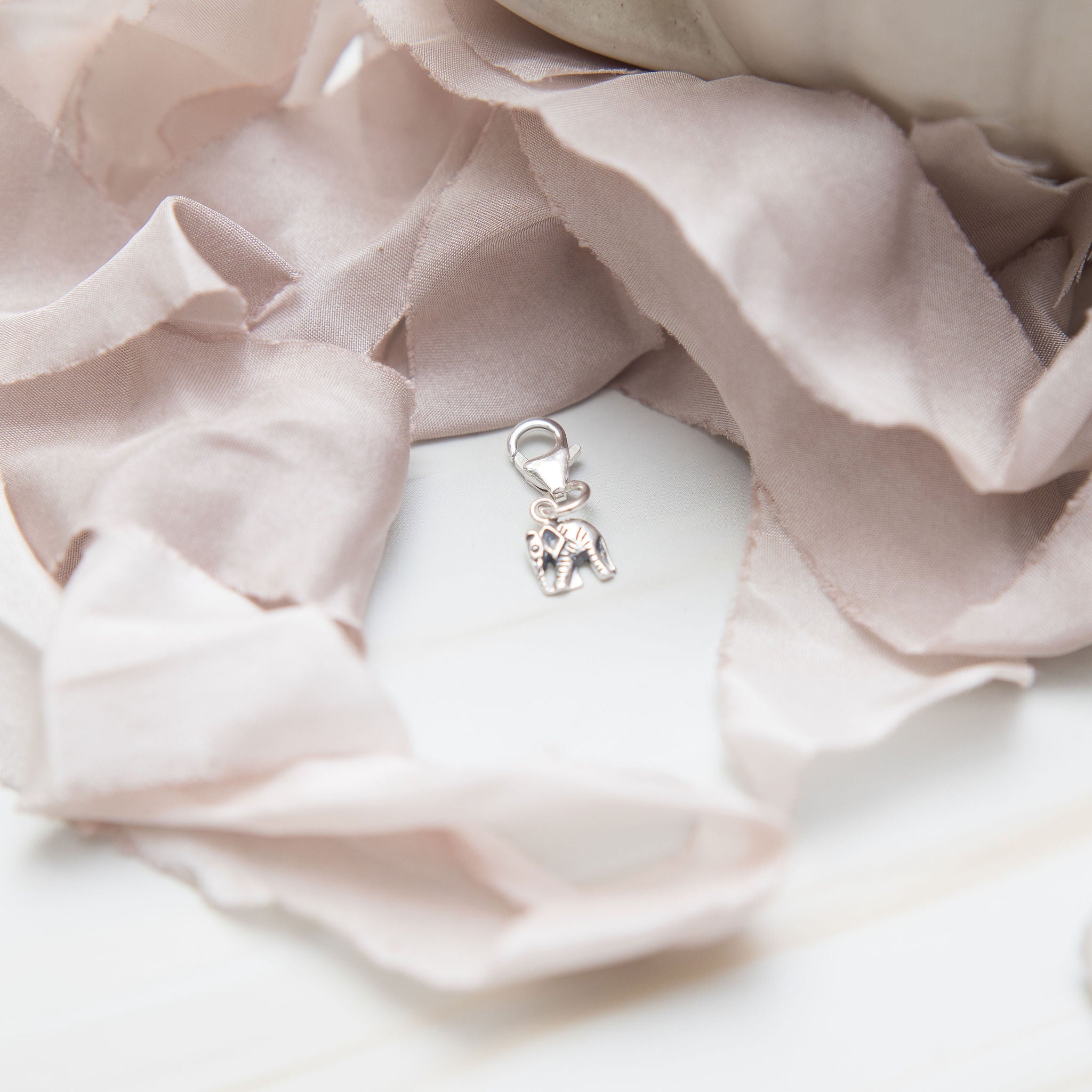 Sterling Silver Elephant Clip Charm