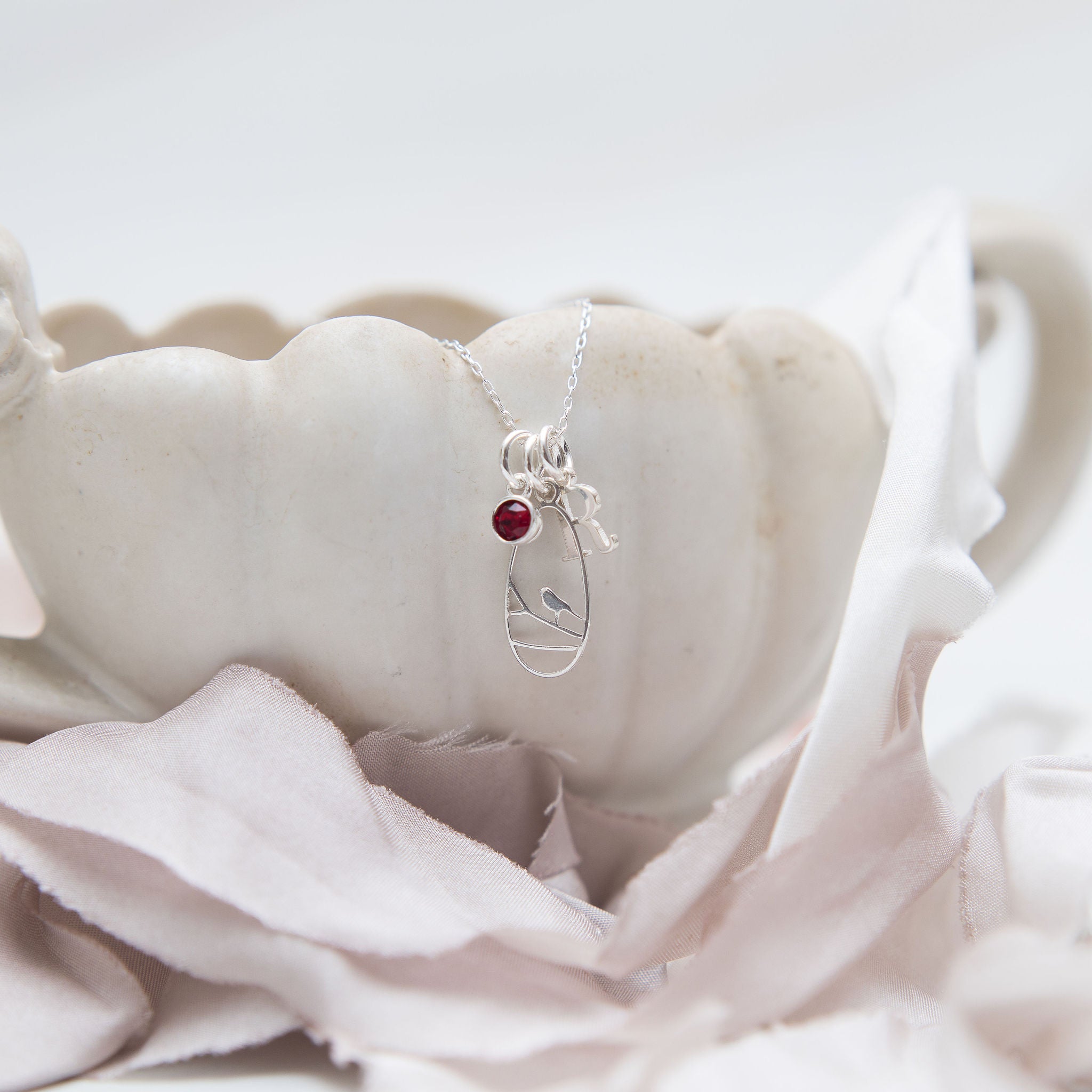 Sterling Silver Personalised Robin Necklace