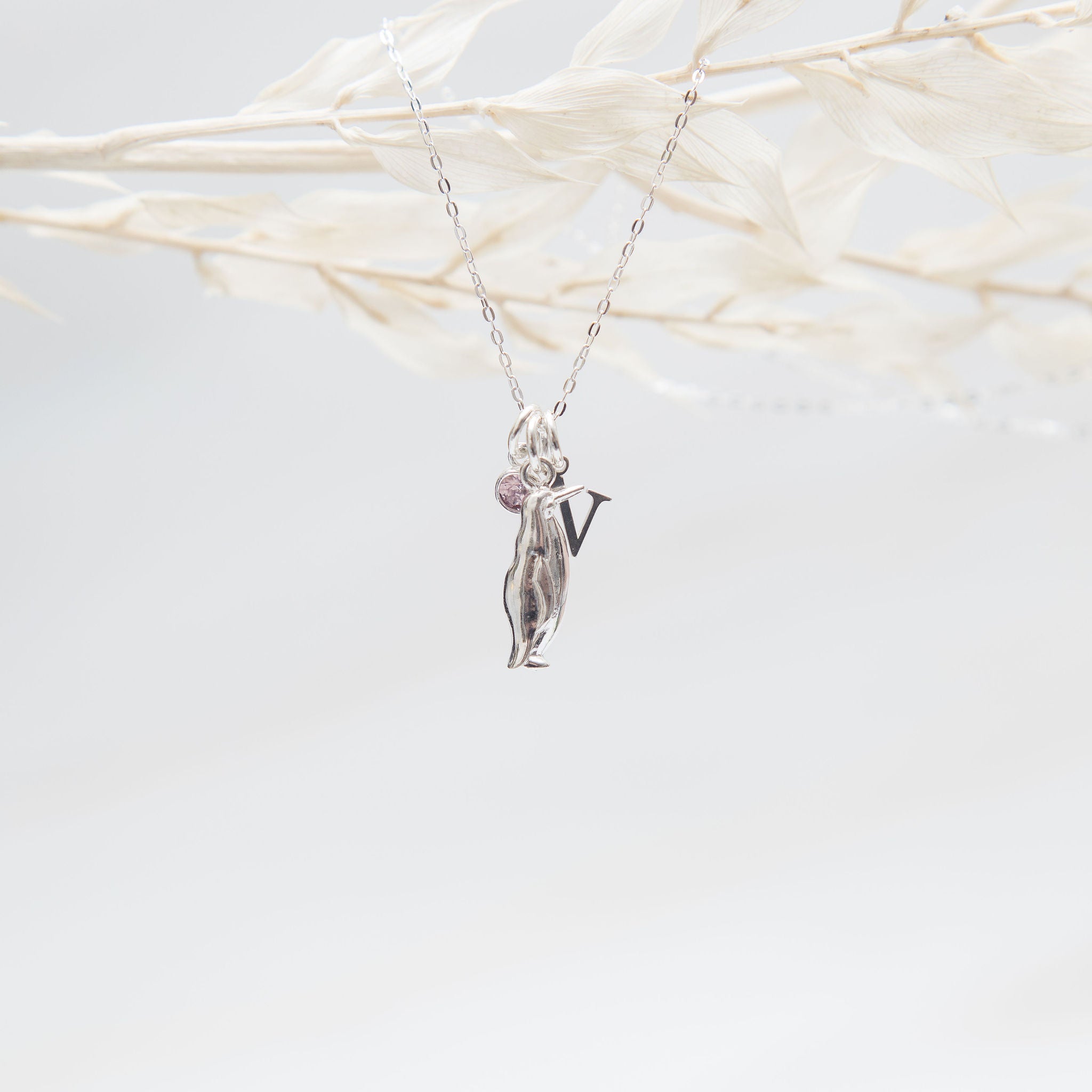 Sterling Silver Personalised Penguin Necklace