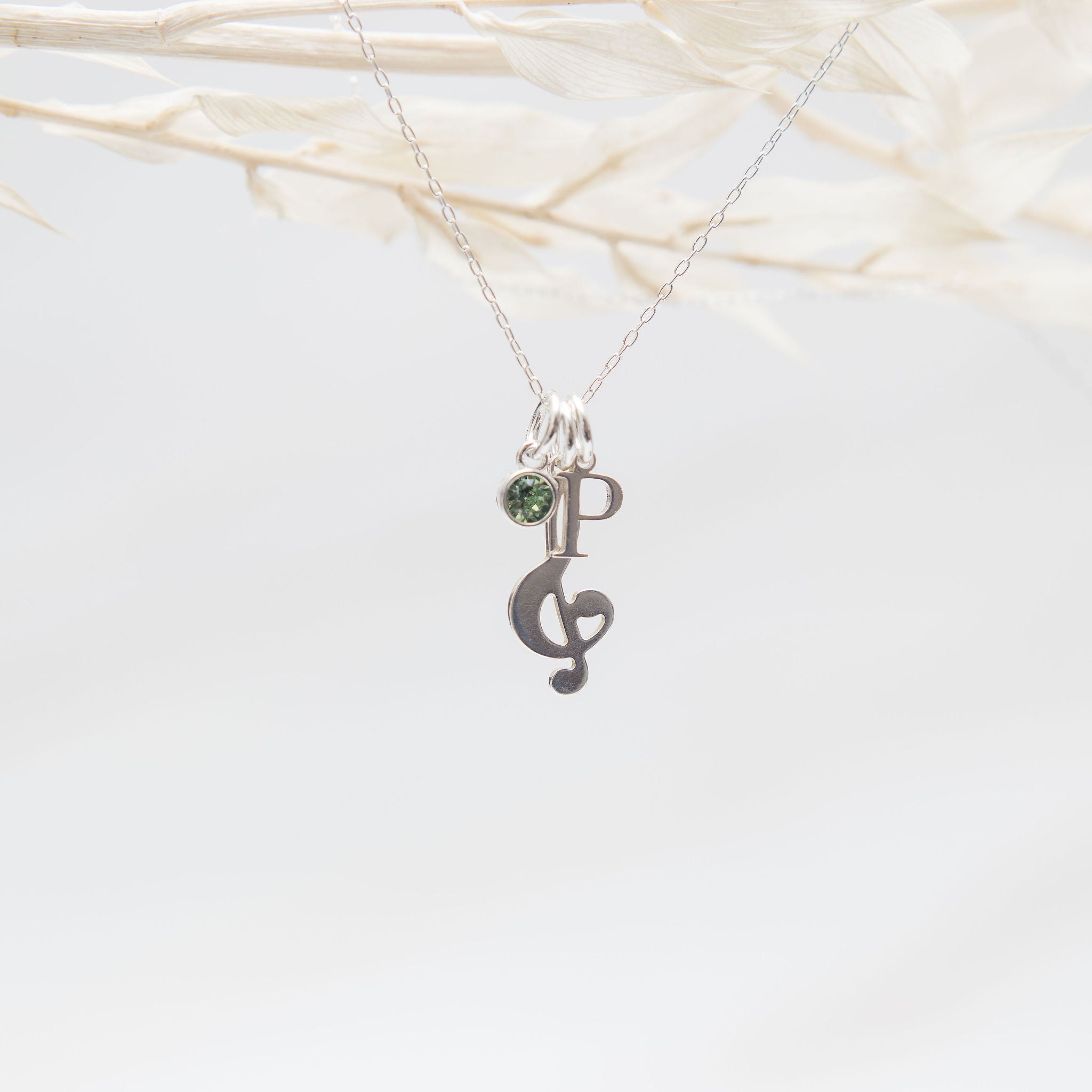 Sterling Silver Personalised Treble Clef Music Note Necklace