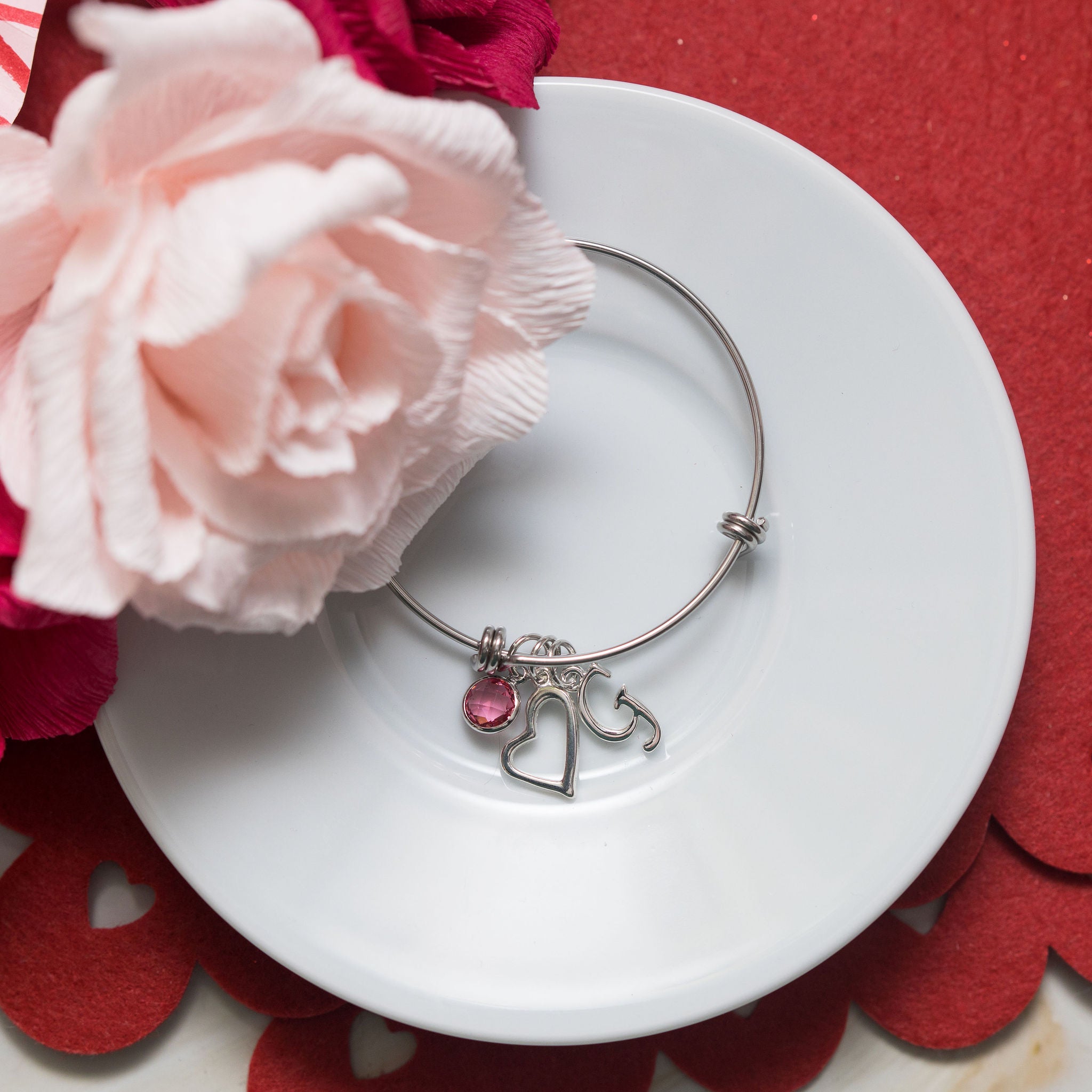 Personalised Open Heart Bangle