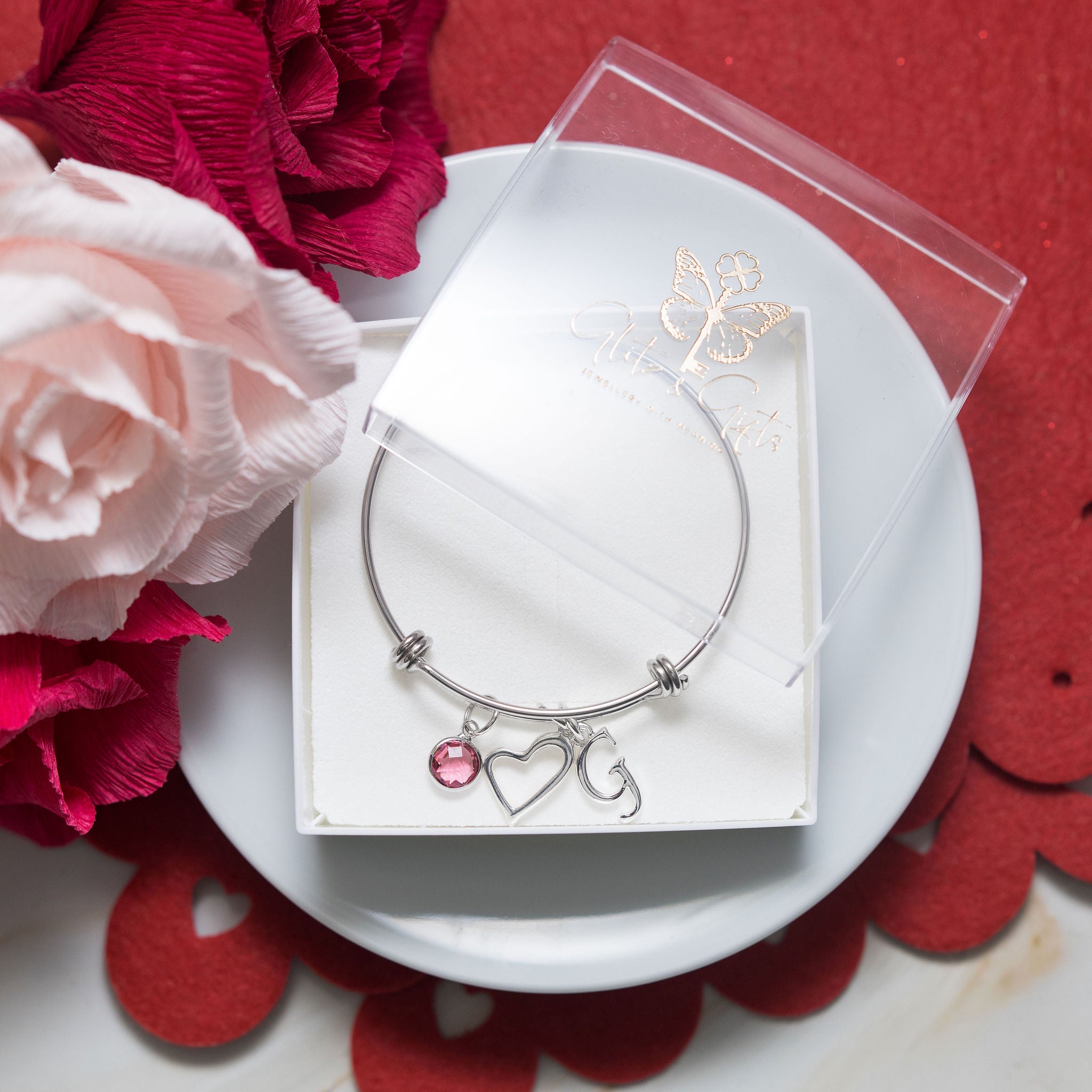 Personalised Open Heart Bangle
