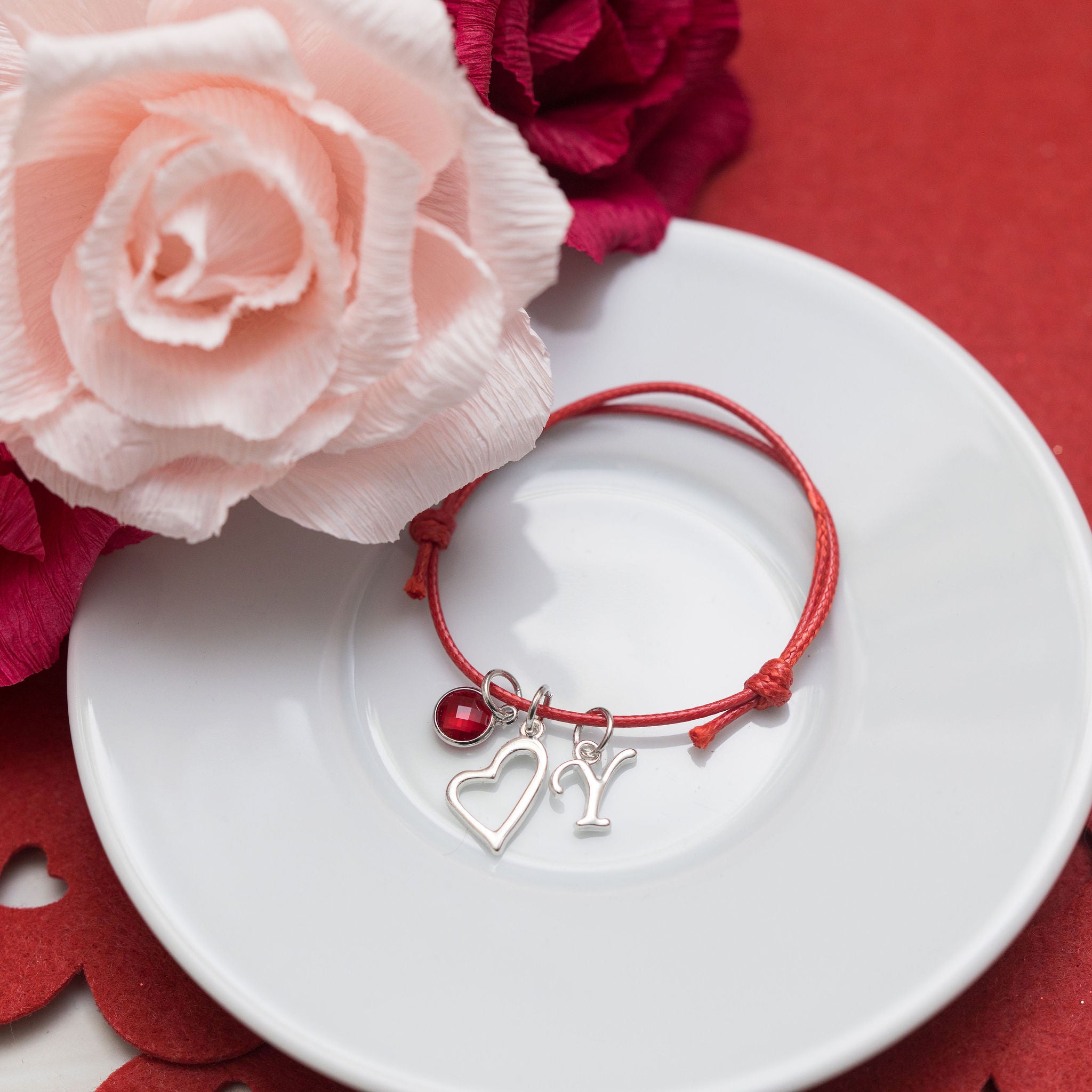 Personalised Open Heart Cotton Bracelet