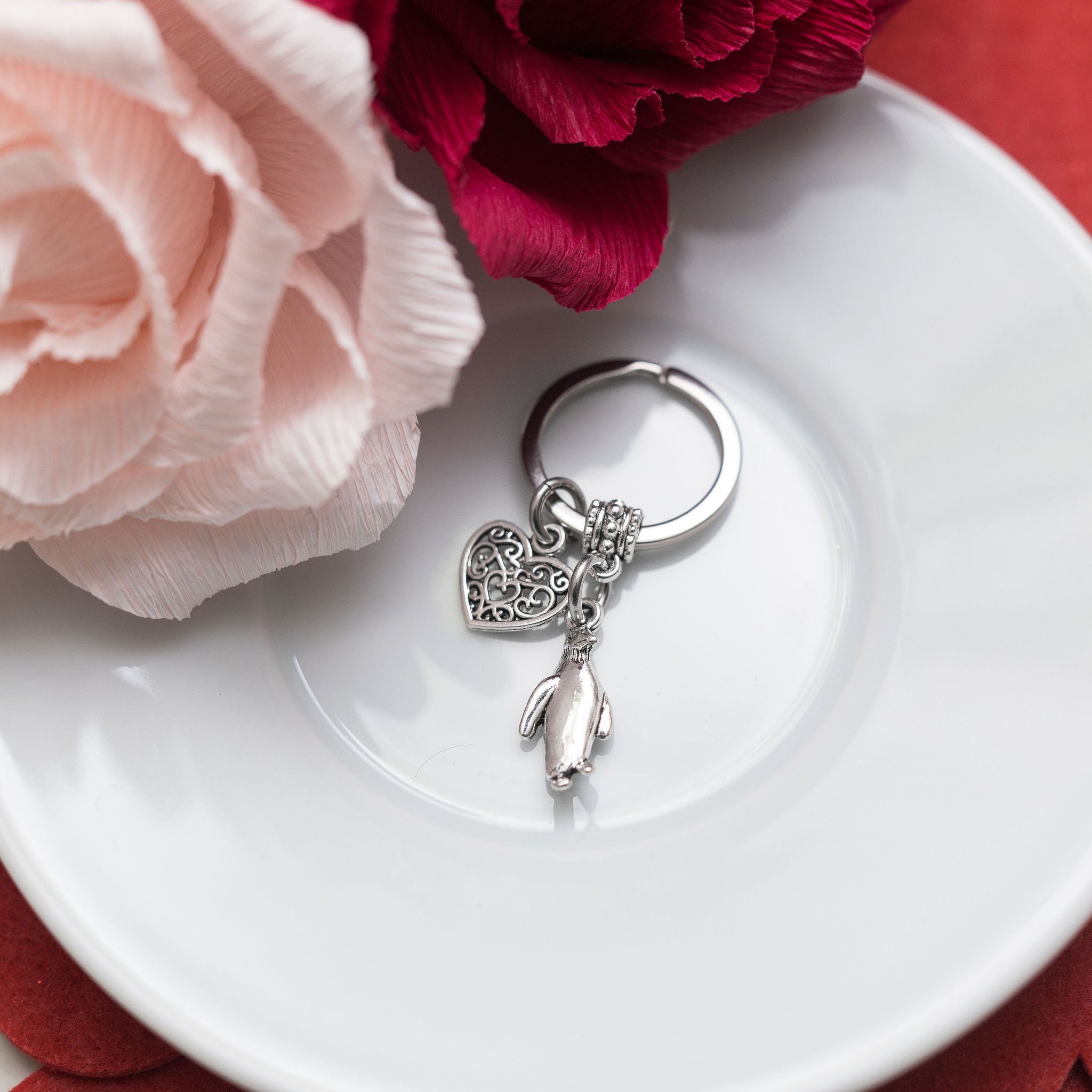 Penguin Valentines Keyring