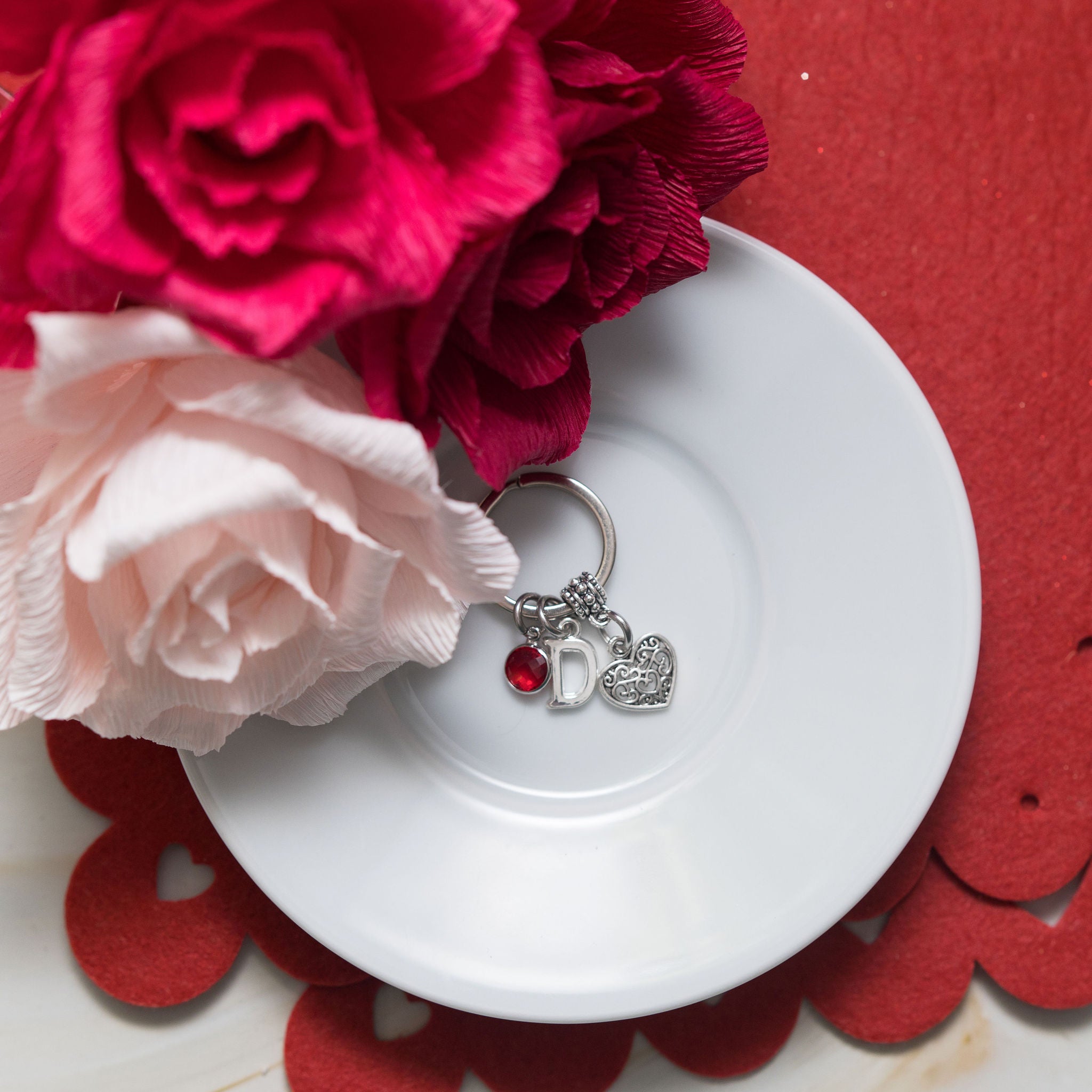 Personalised Filigree Heart Keyring