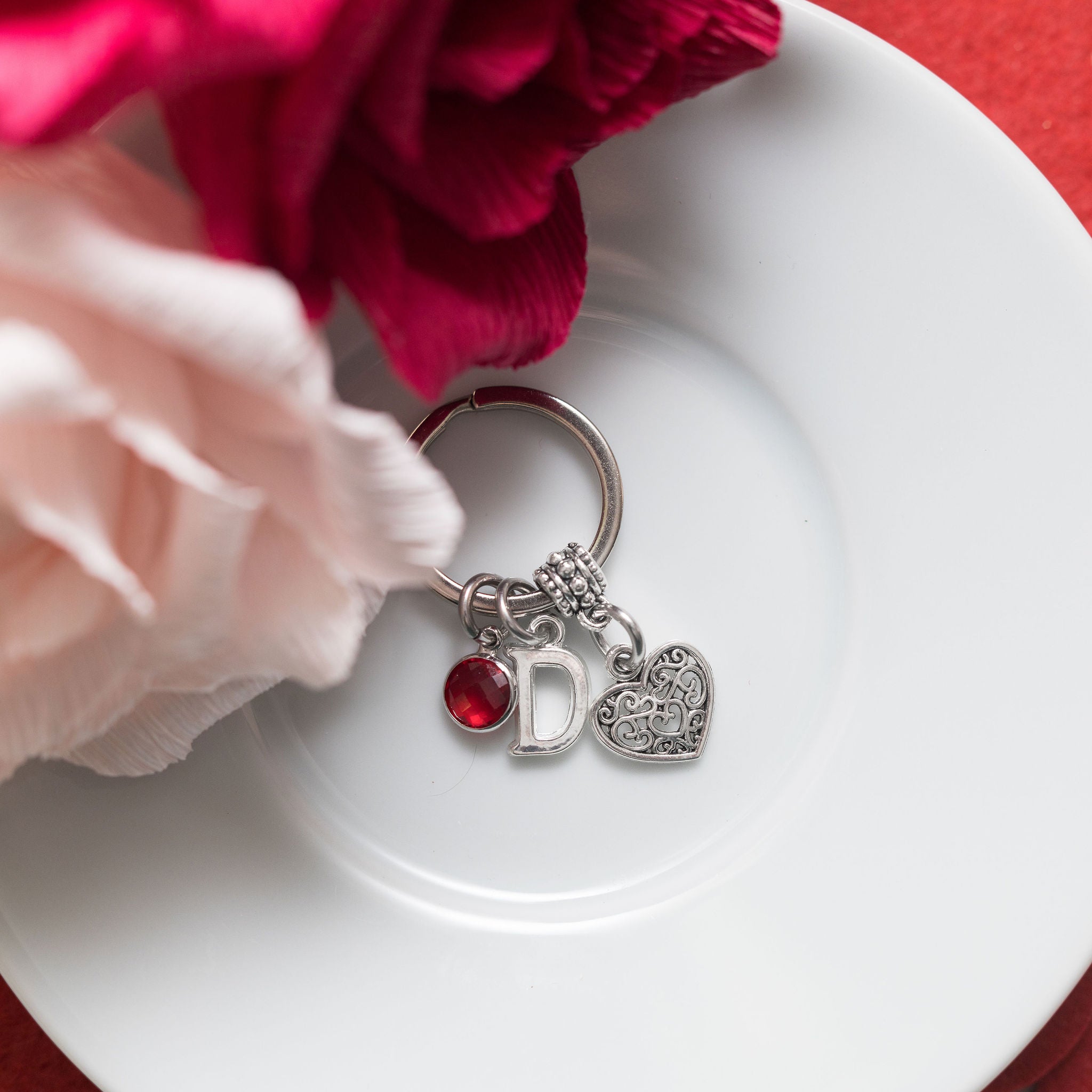 Personalised Filigree Heart Keyring