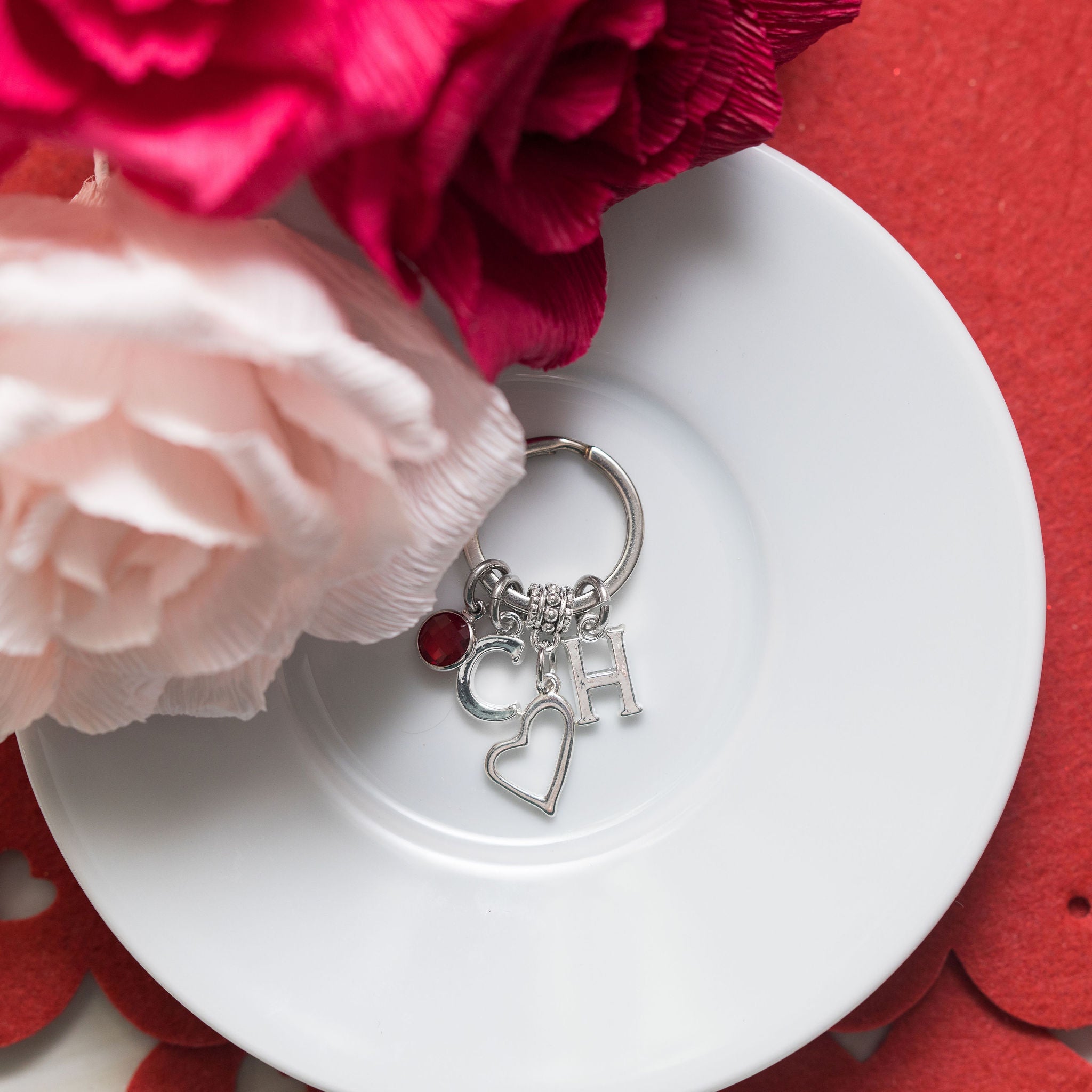 Personalised Two Initial Heart Keyring