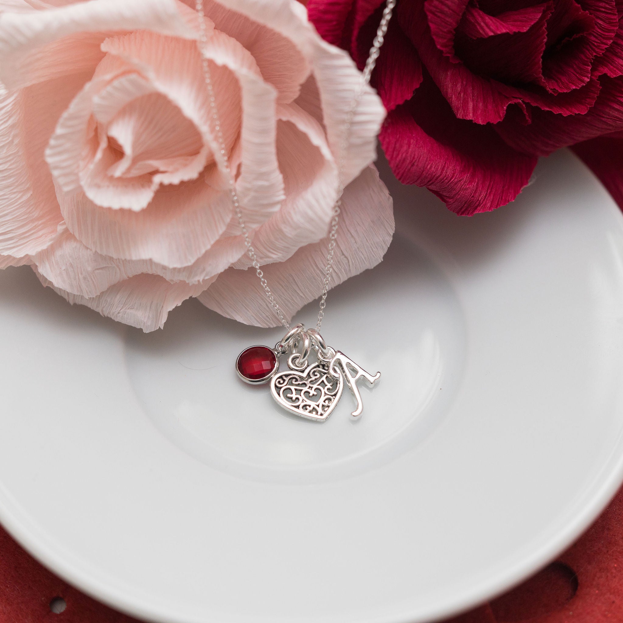 Personalised Filigree Heart Necklace