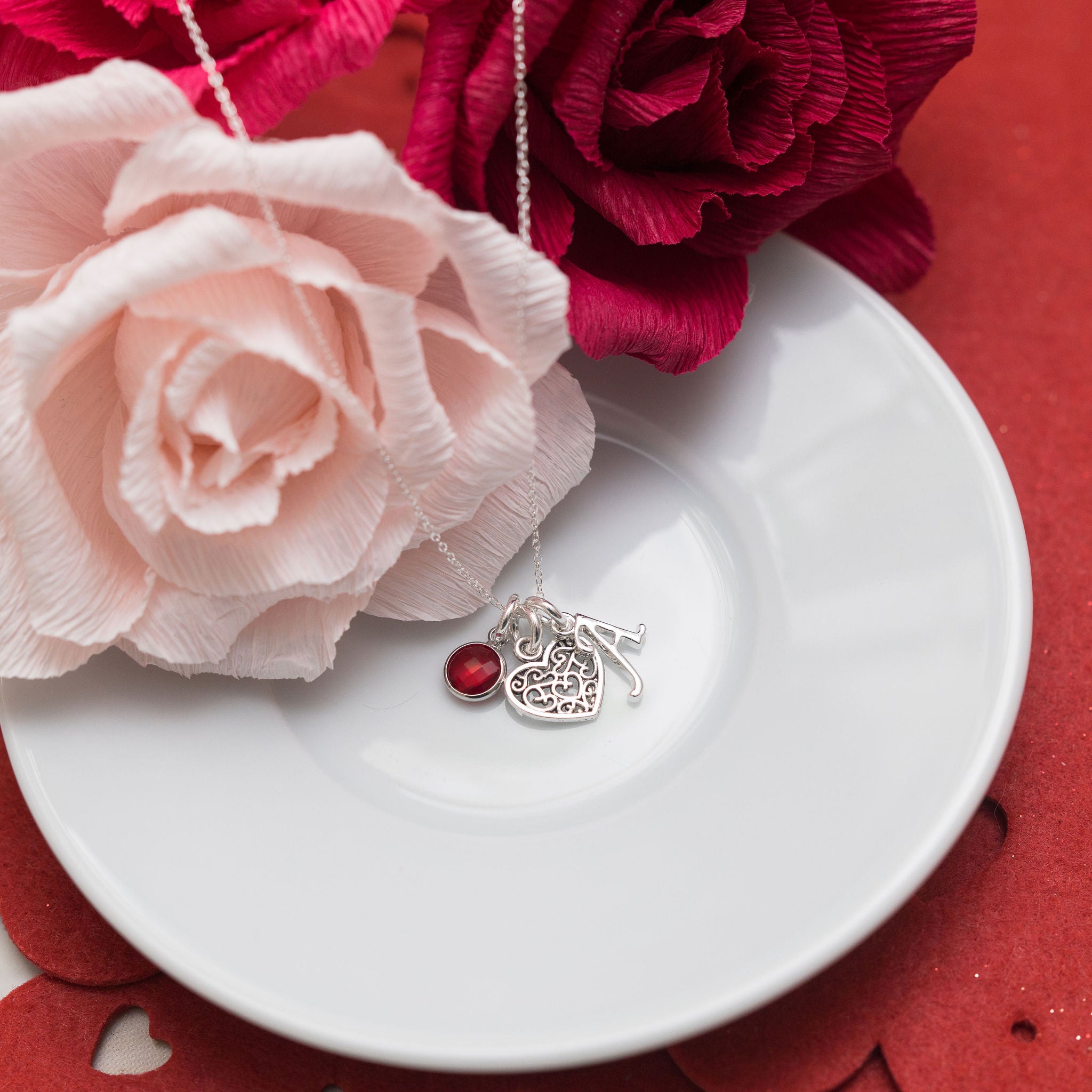 Personalised Filigree Heart Necklace