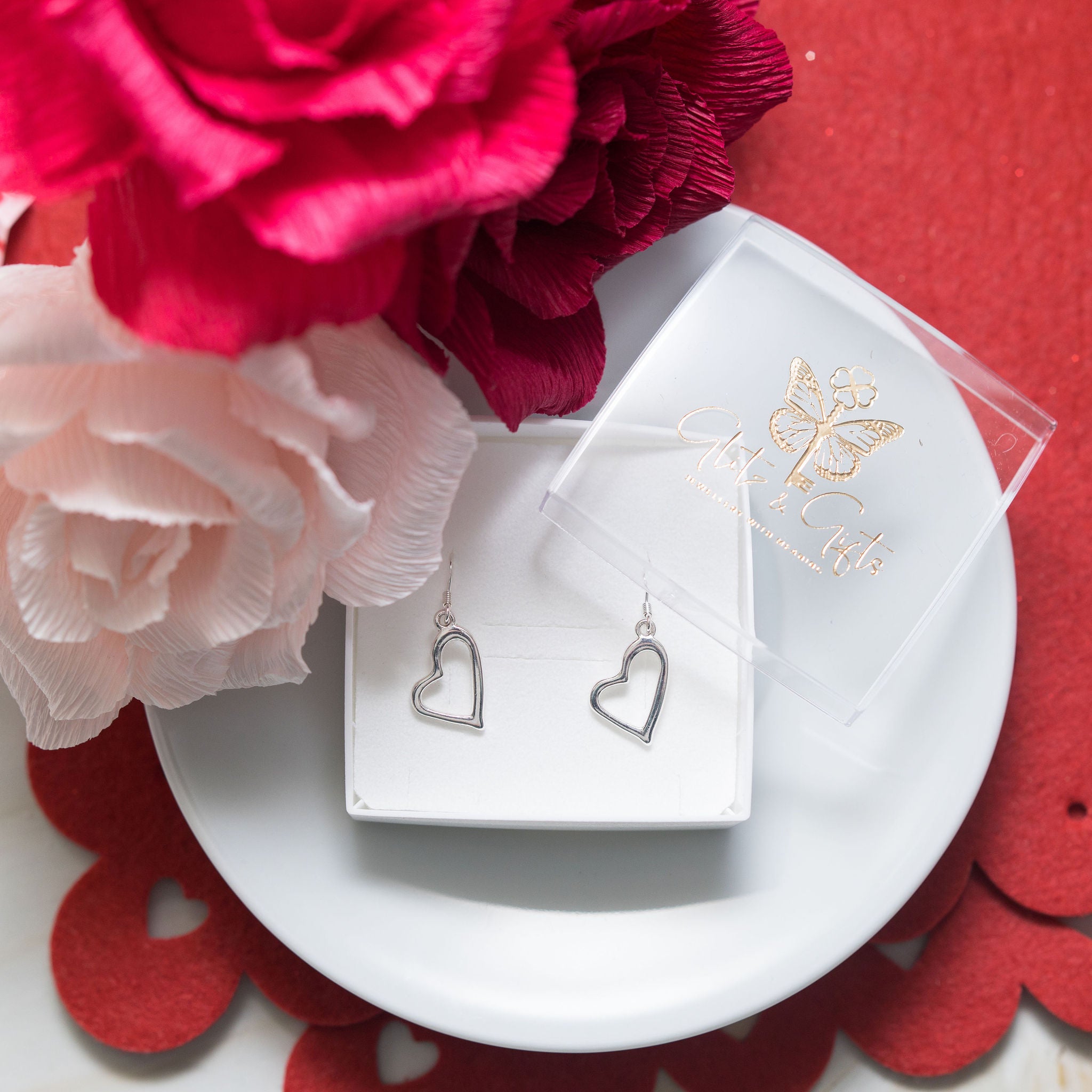 Open Heart Charm Earrings