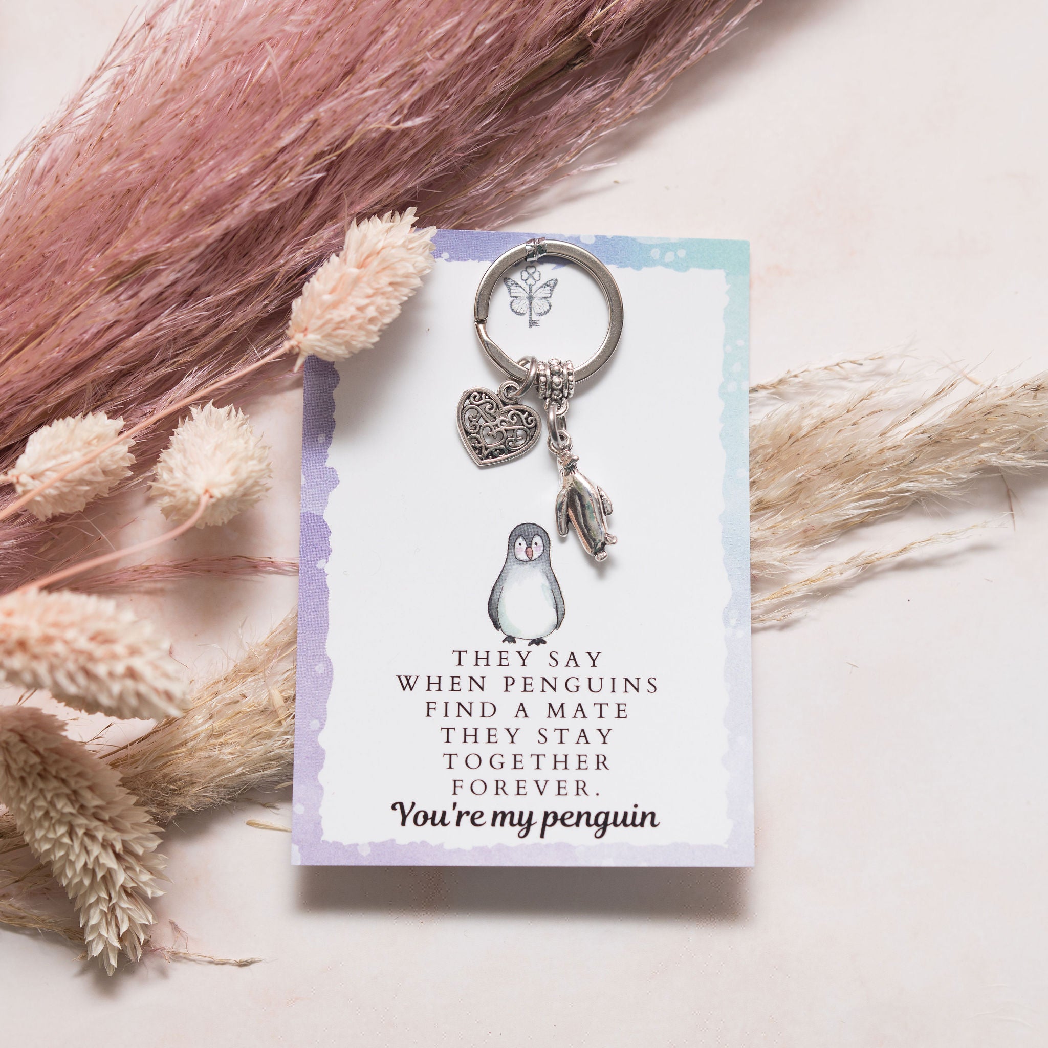 Penguin Valentines Keyring