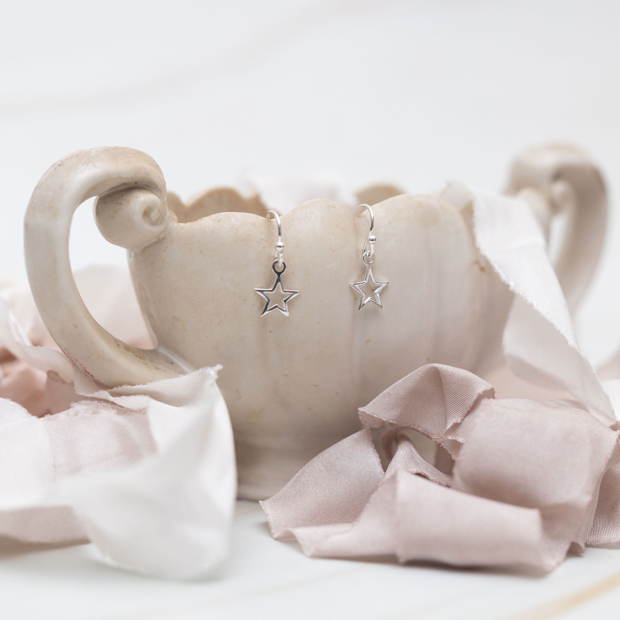 Sterling Silver Open Star Earrings