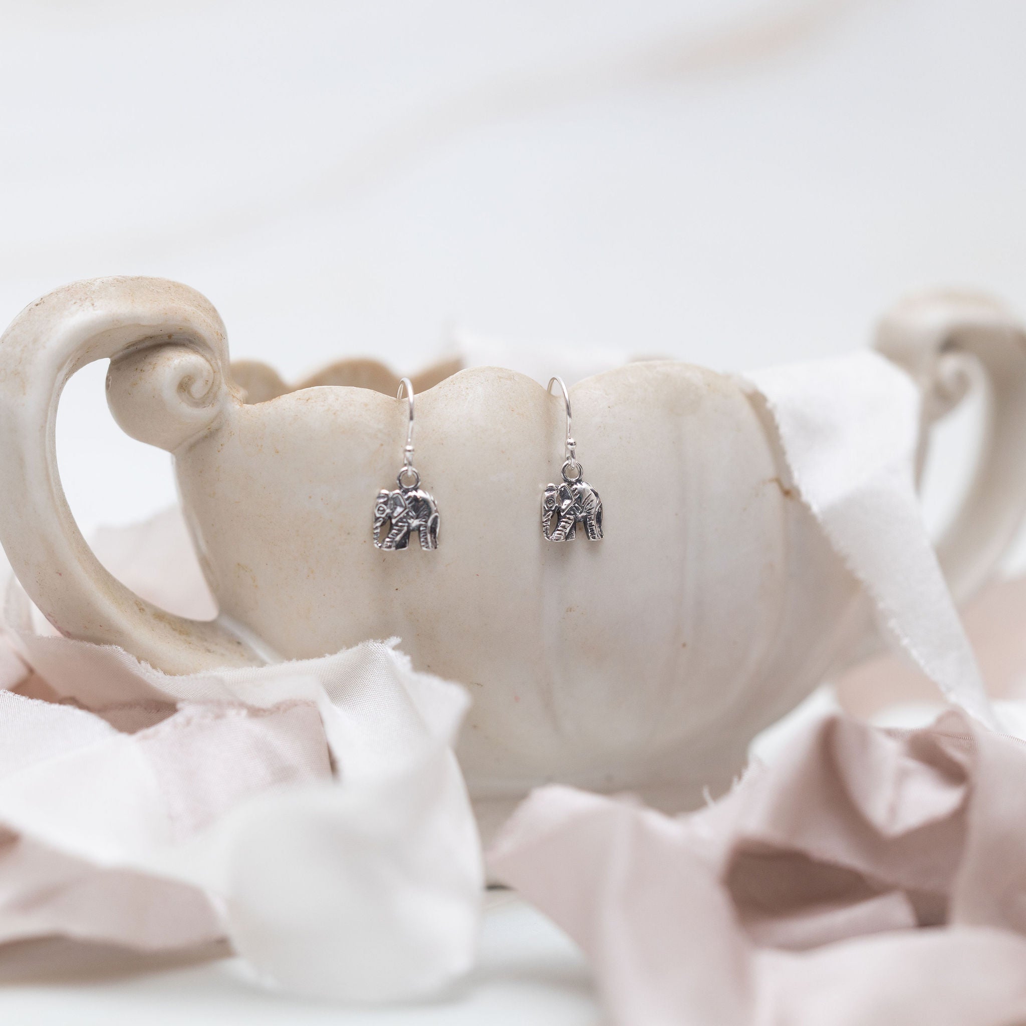 Sterling Silver Tiny Elephant Earrings