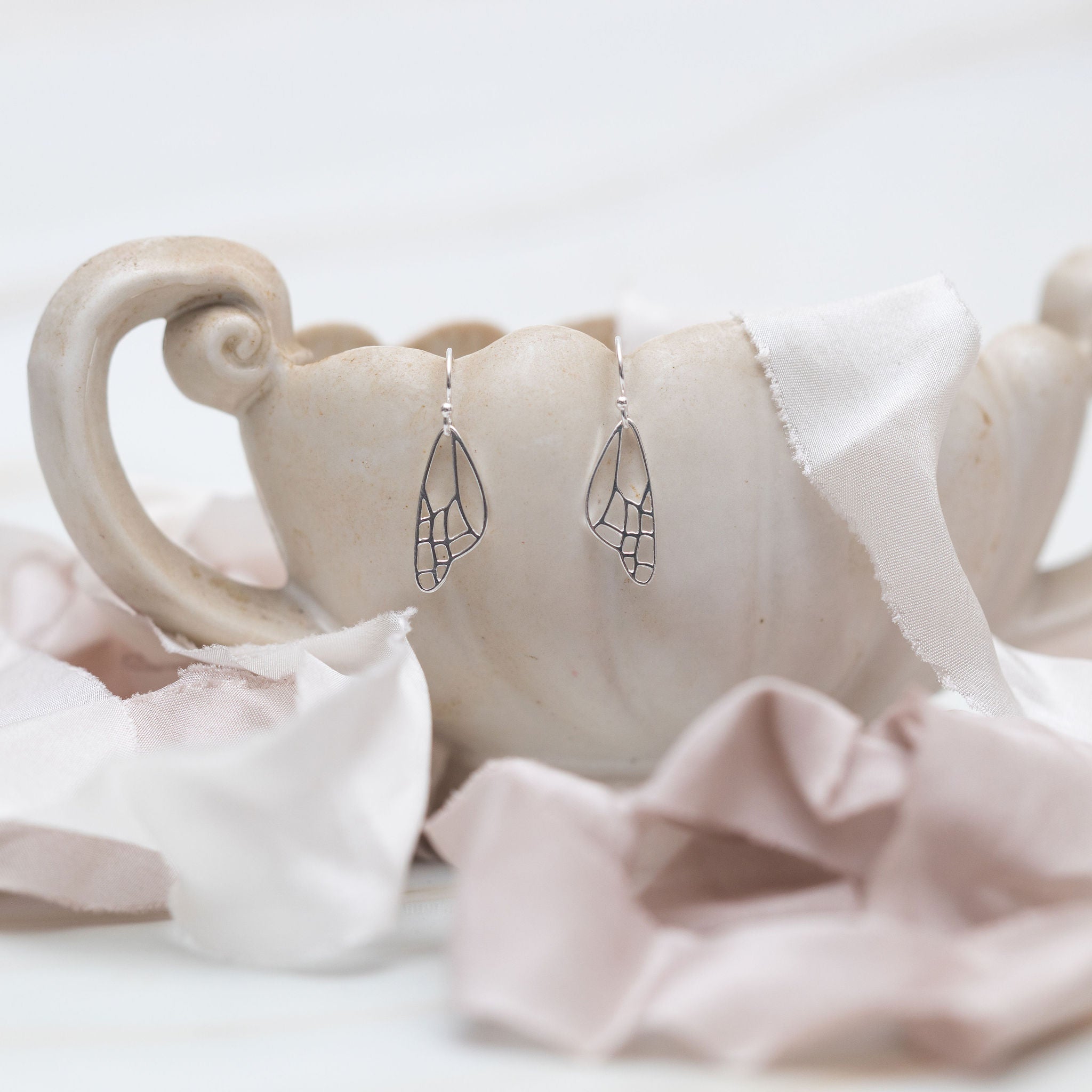 Sterling Silver Butterfly Wing Earrings