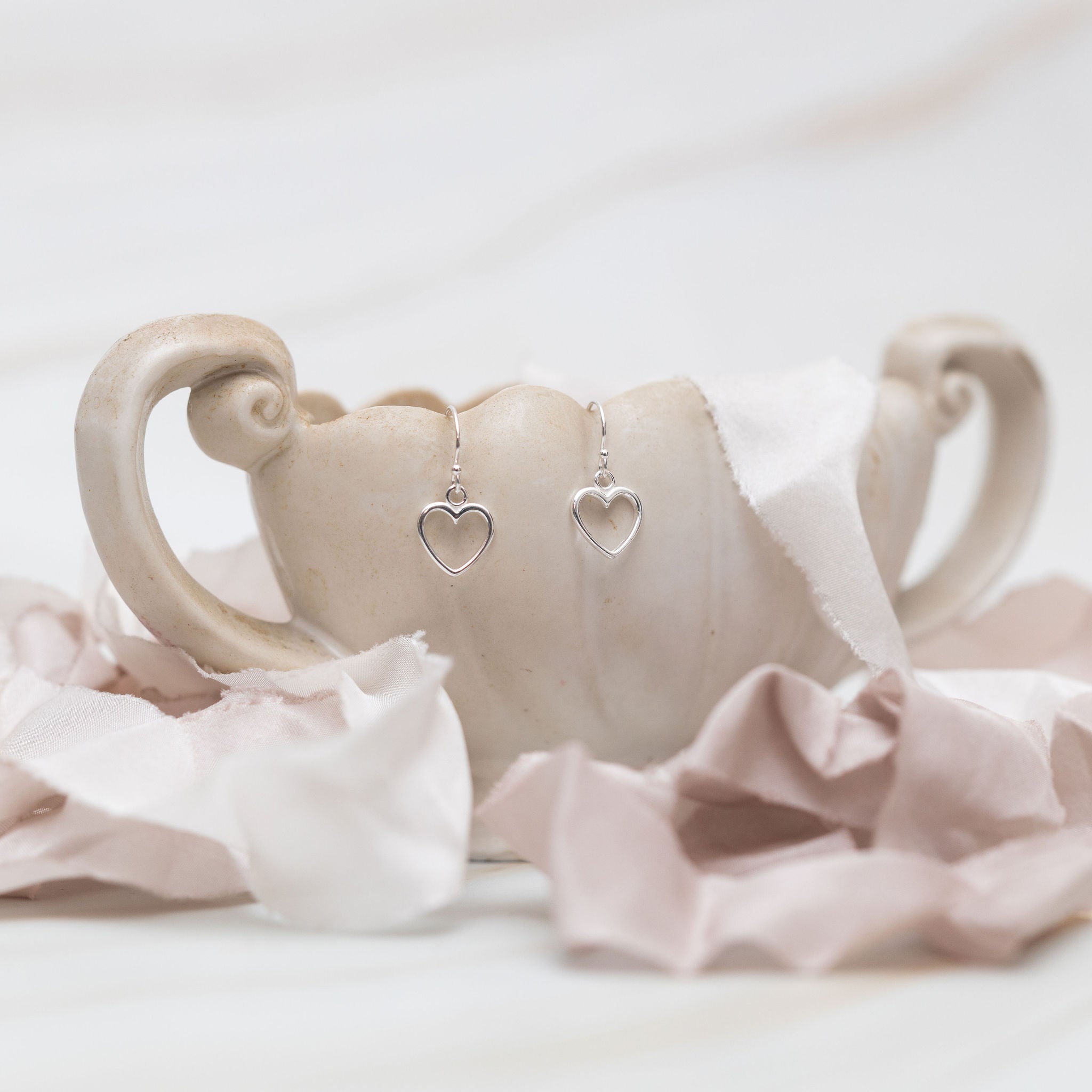 Sterling Silver Open Heart Earrings