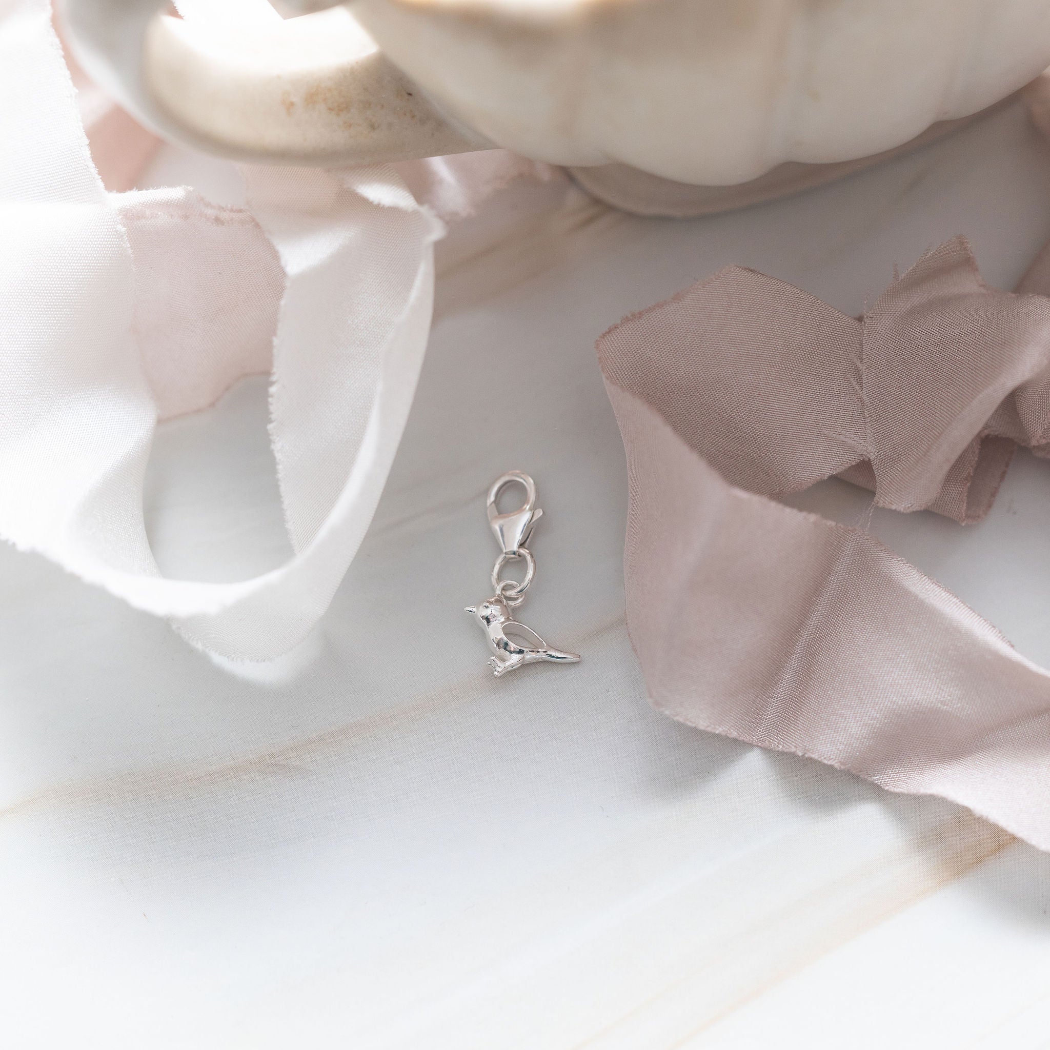 Sterling Silver Sparrow Bird Clip Charm