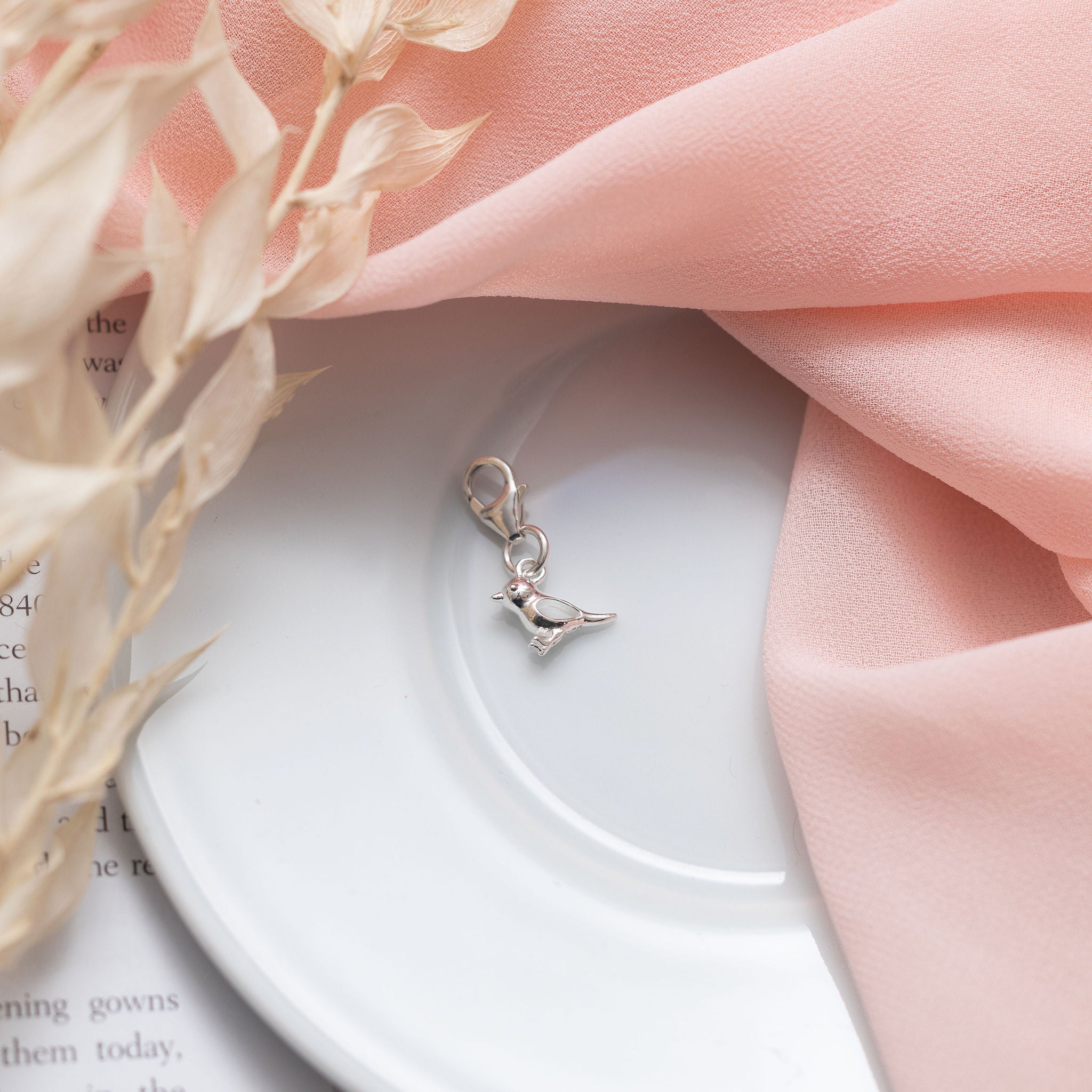 Sterling Silver Sparrow Bird Clip Charm