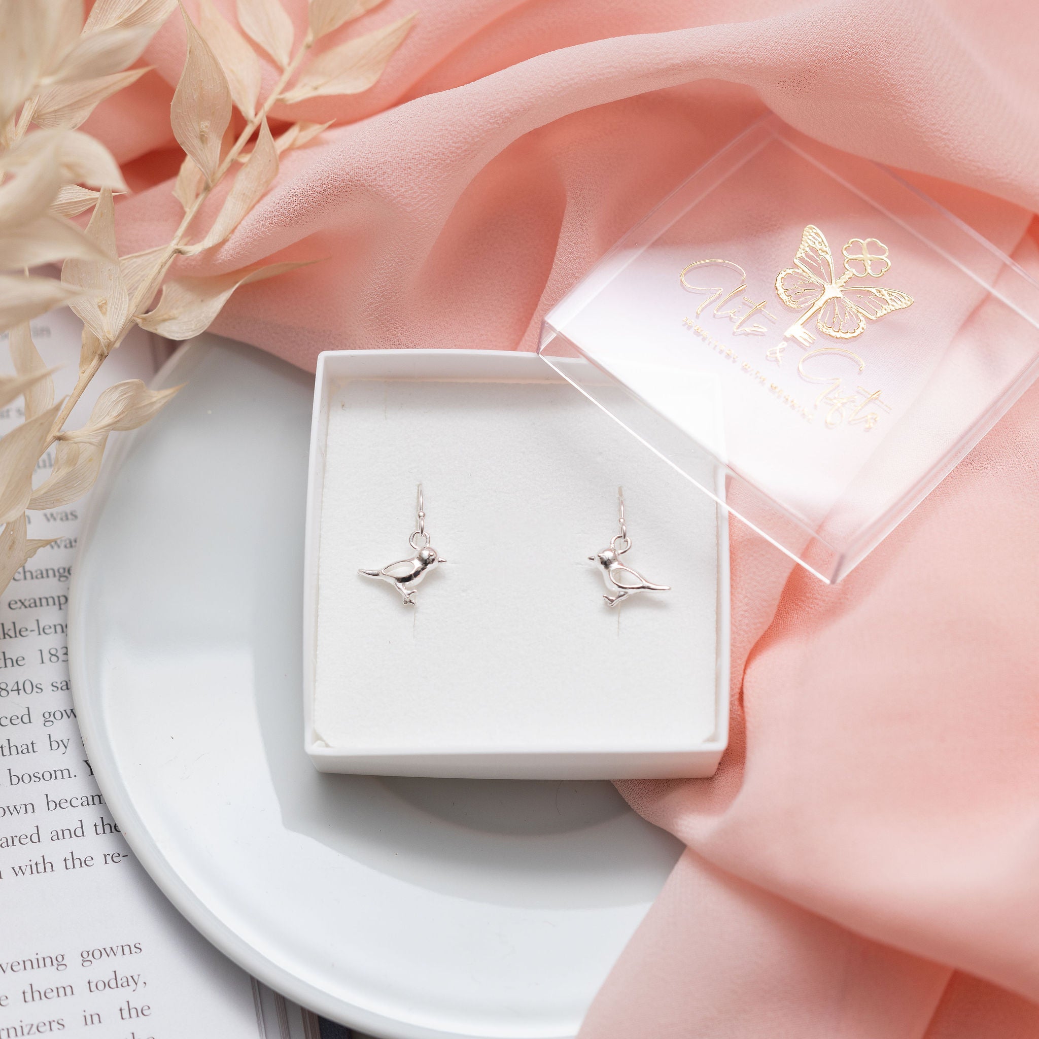 Sterling Silver Sparrow Bird Earrings