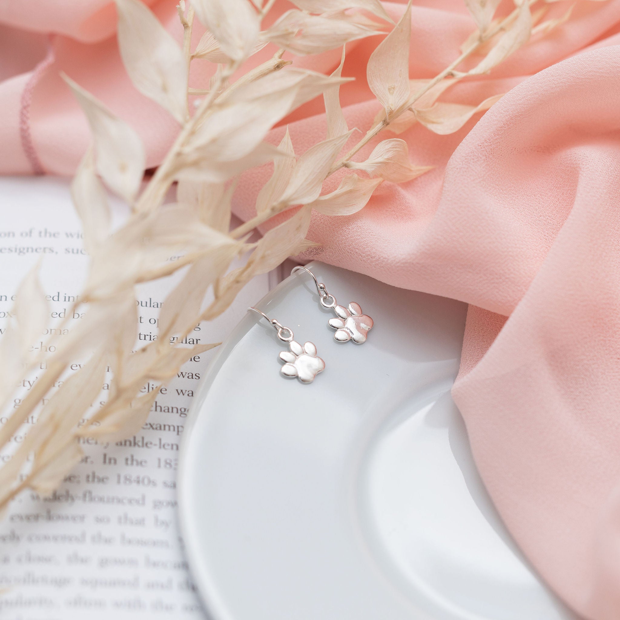 Sterling Silver Paw Print Earrings