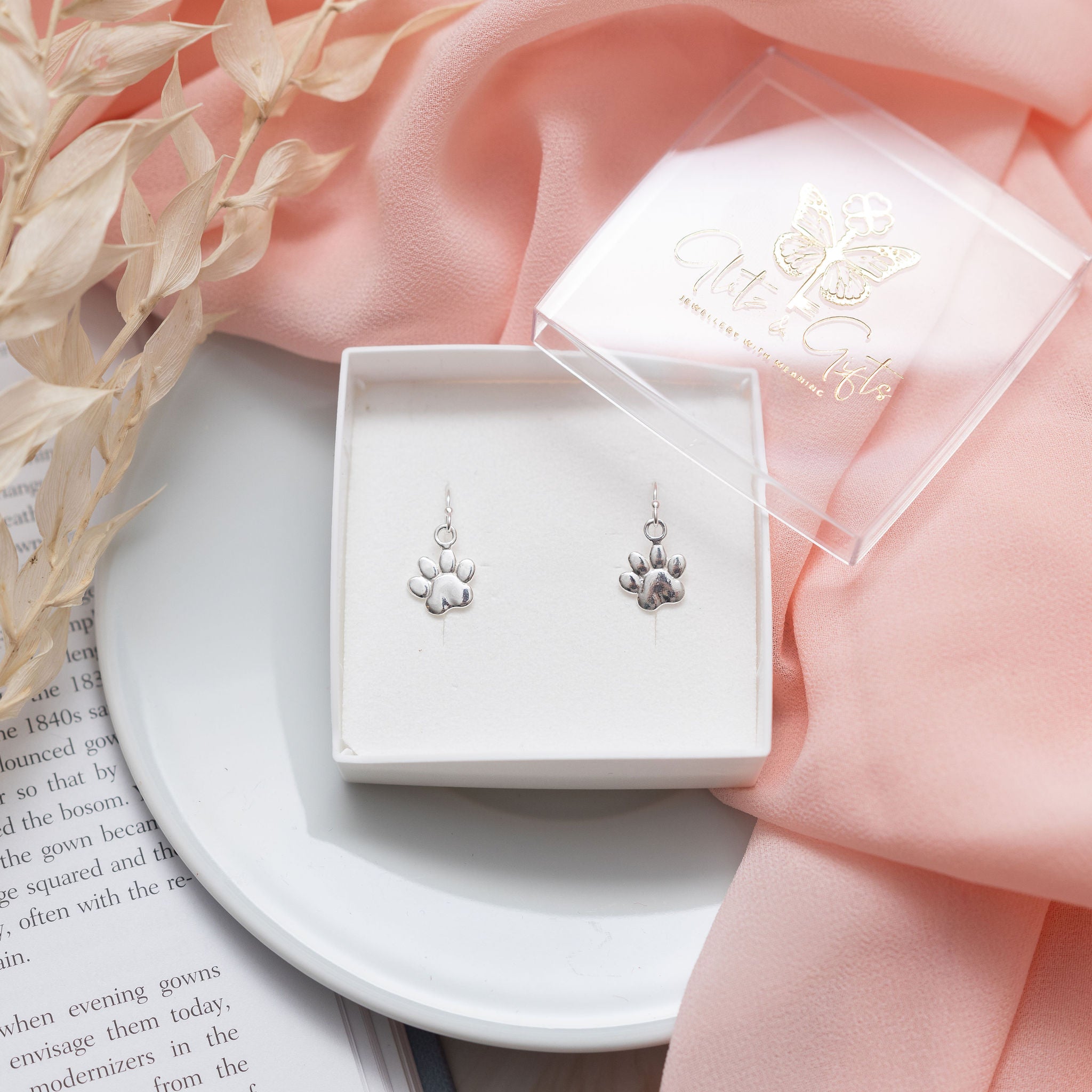 Sterling Silver Paw Print Earrings