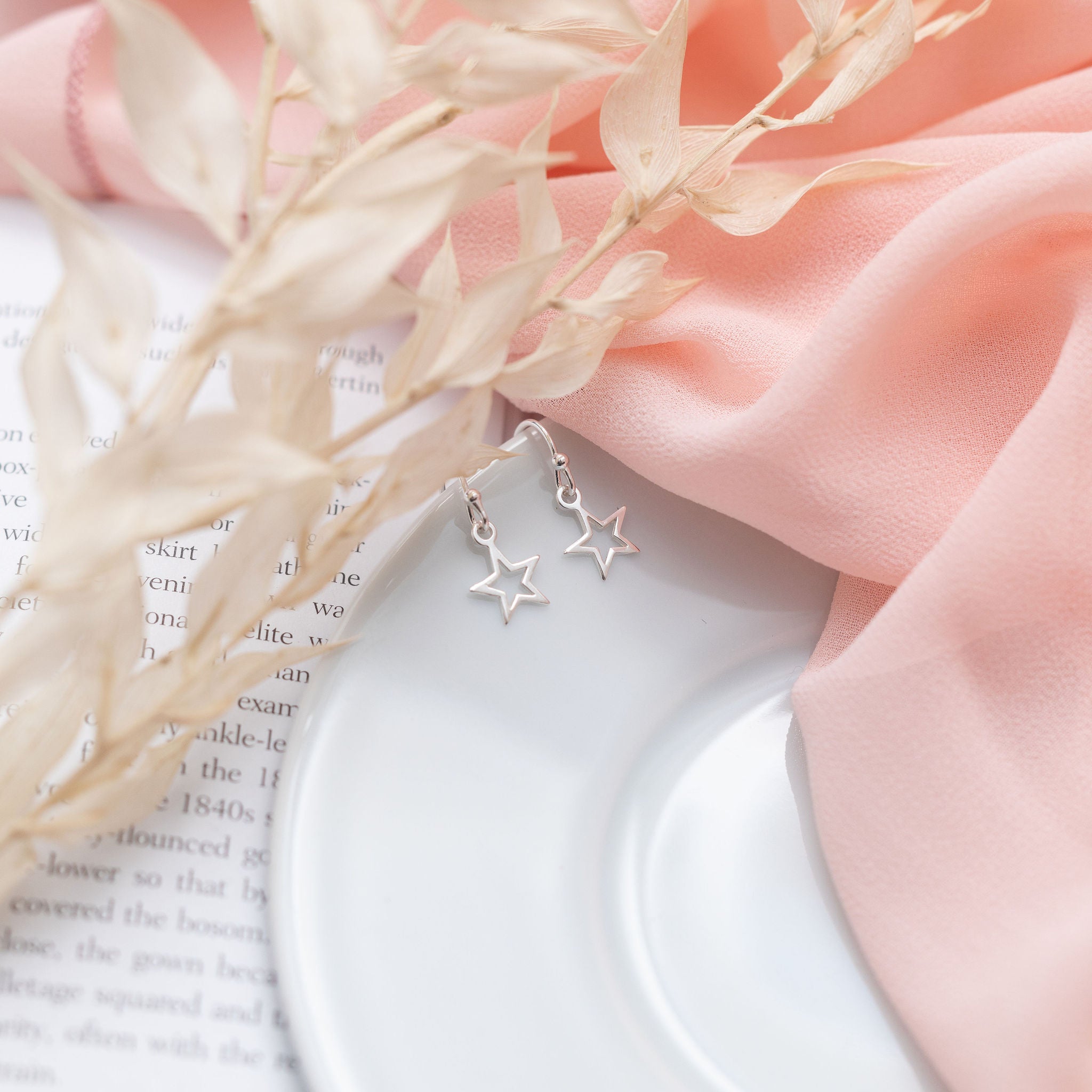 Sterling Silver Open Star Earrings