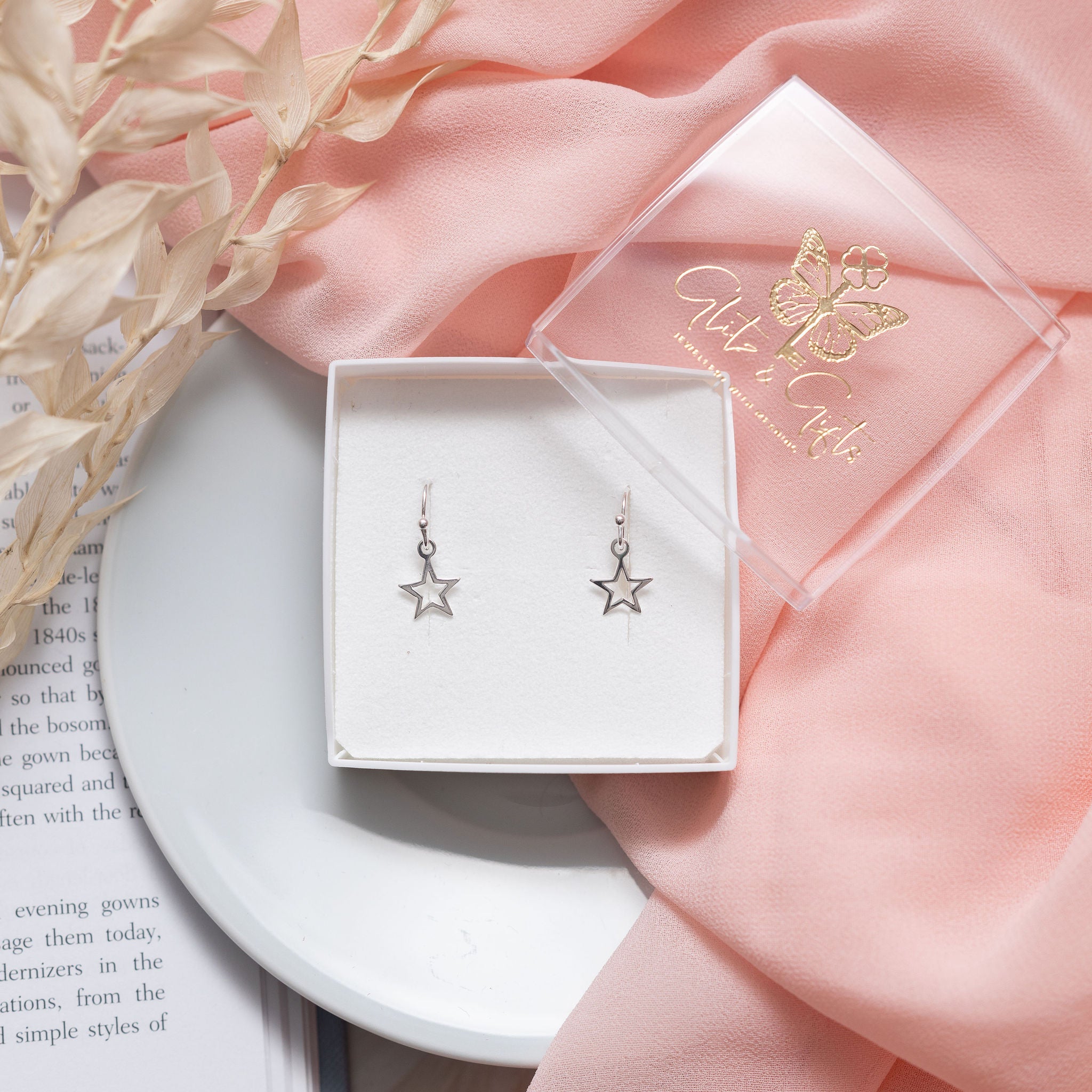 Sterling Silver Open Star Earrings