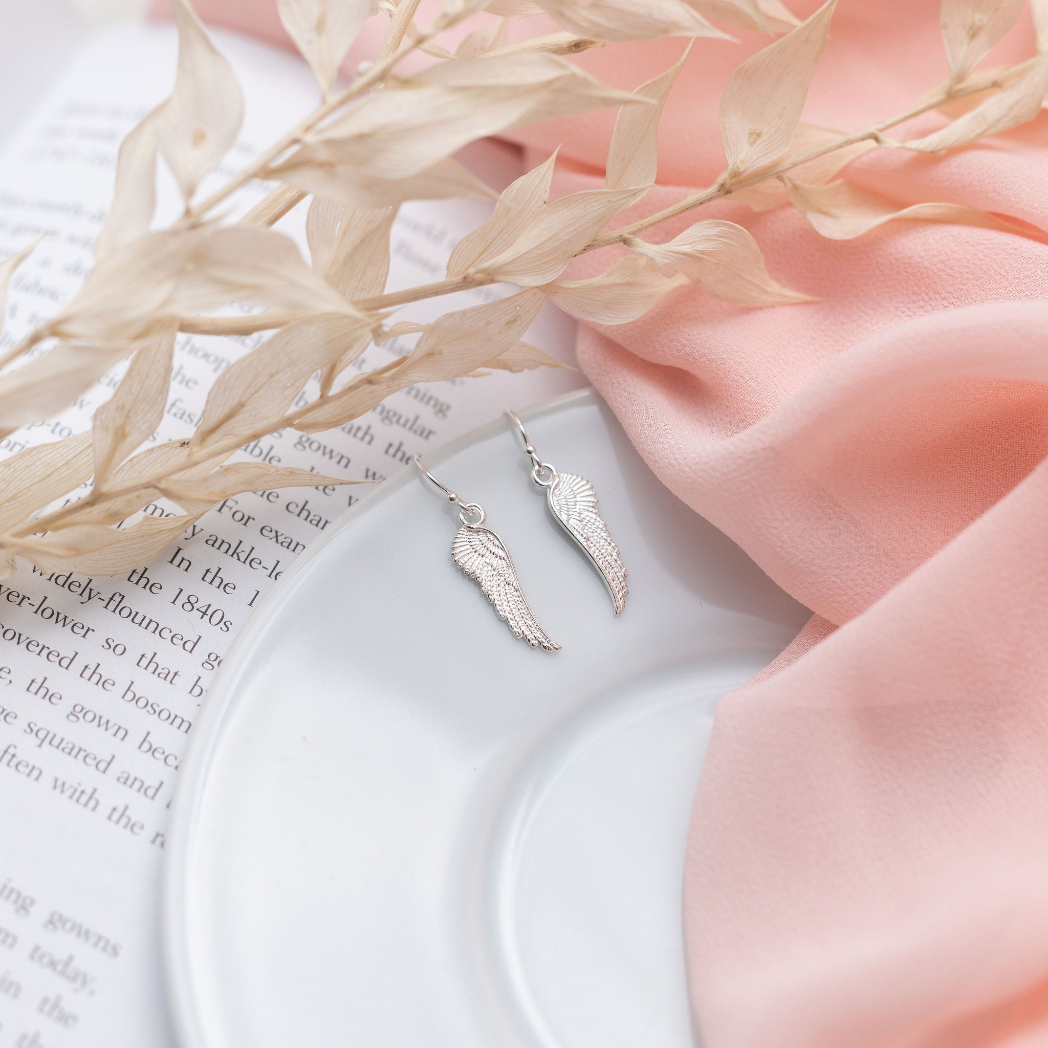 Sterling Silver Angel Wing Earrings