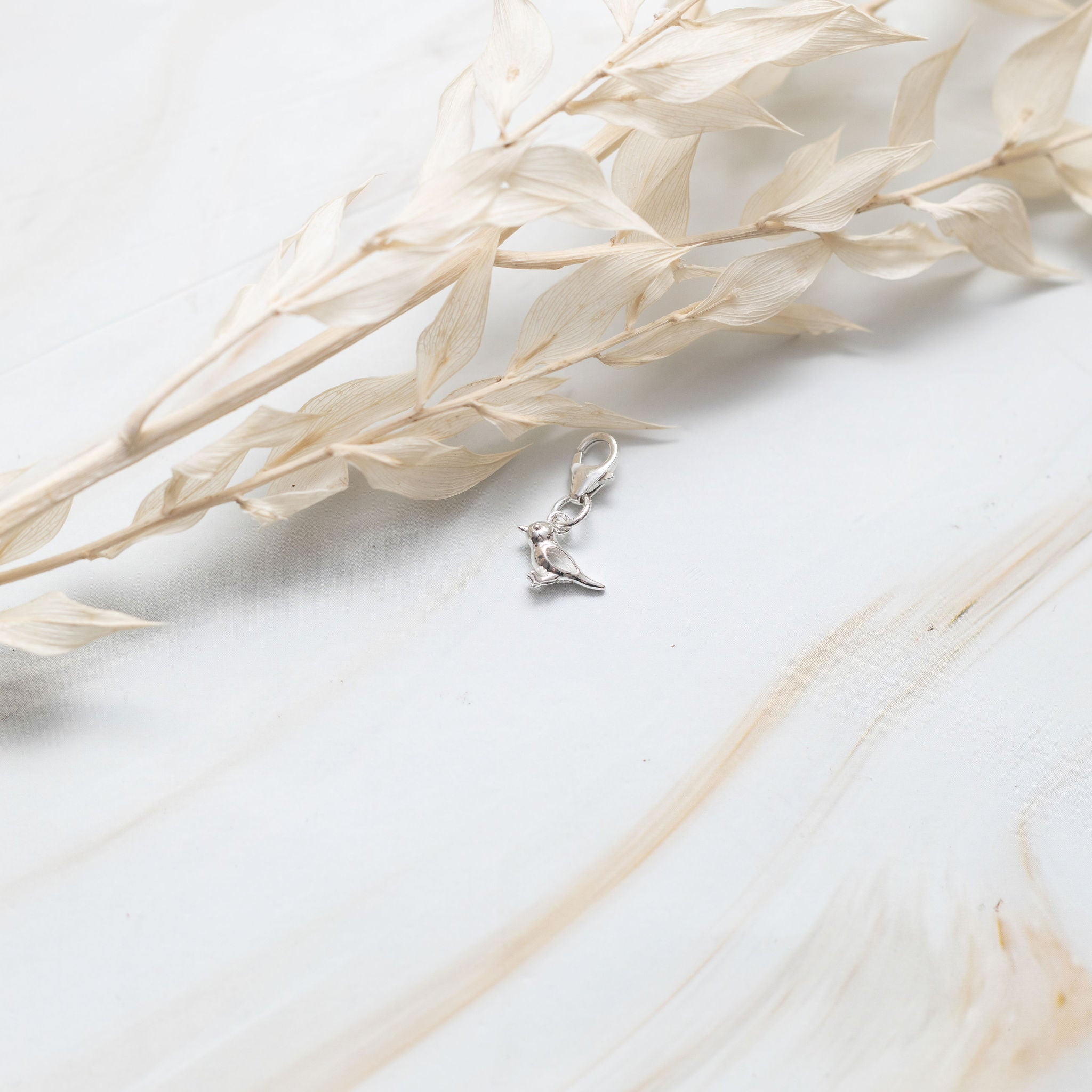 Sterling Silver Sparrow Bird Clip Charm