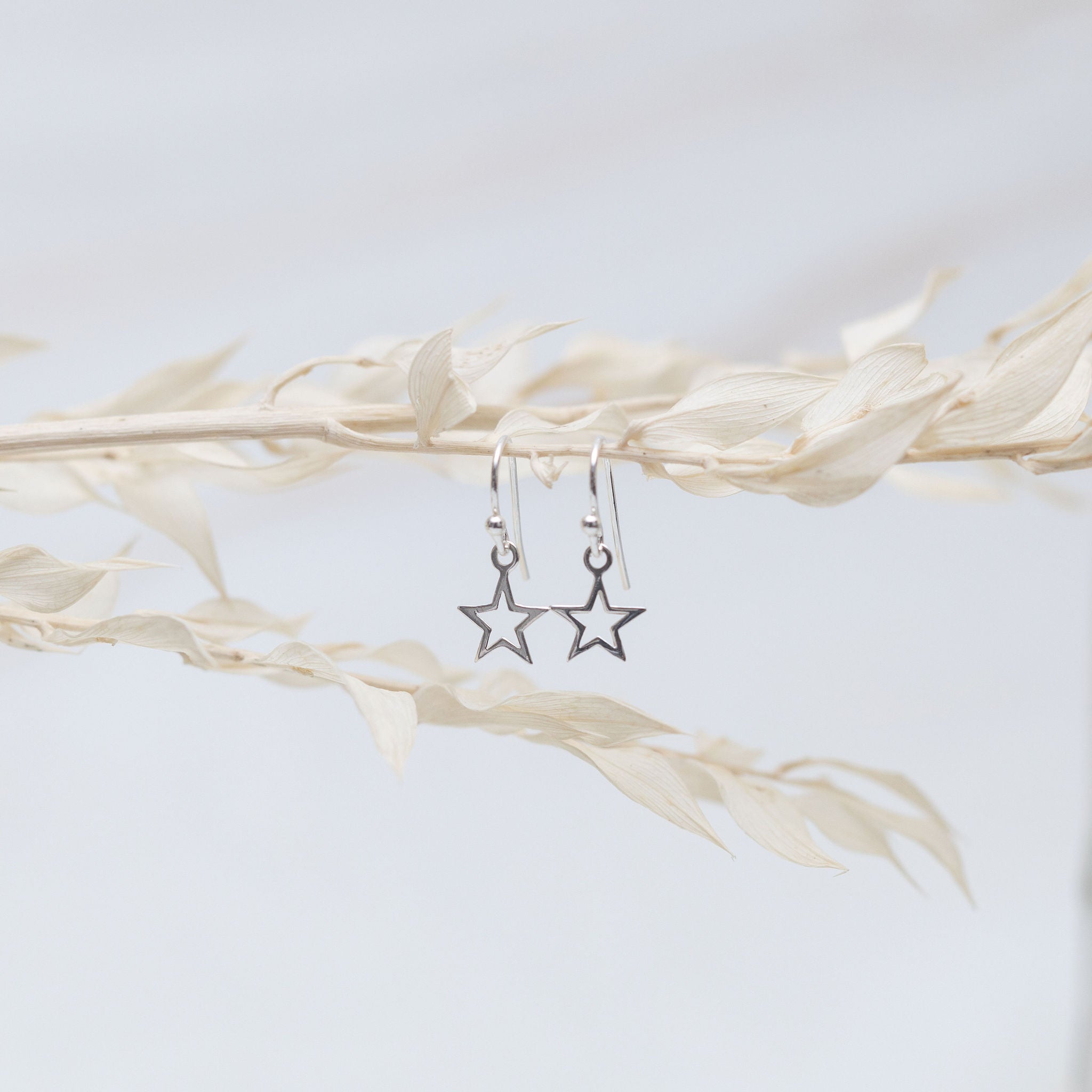 Sterling Silver Open Star Earrings