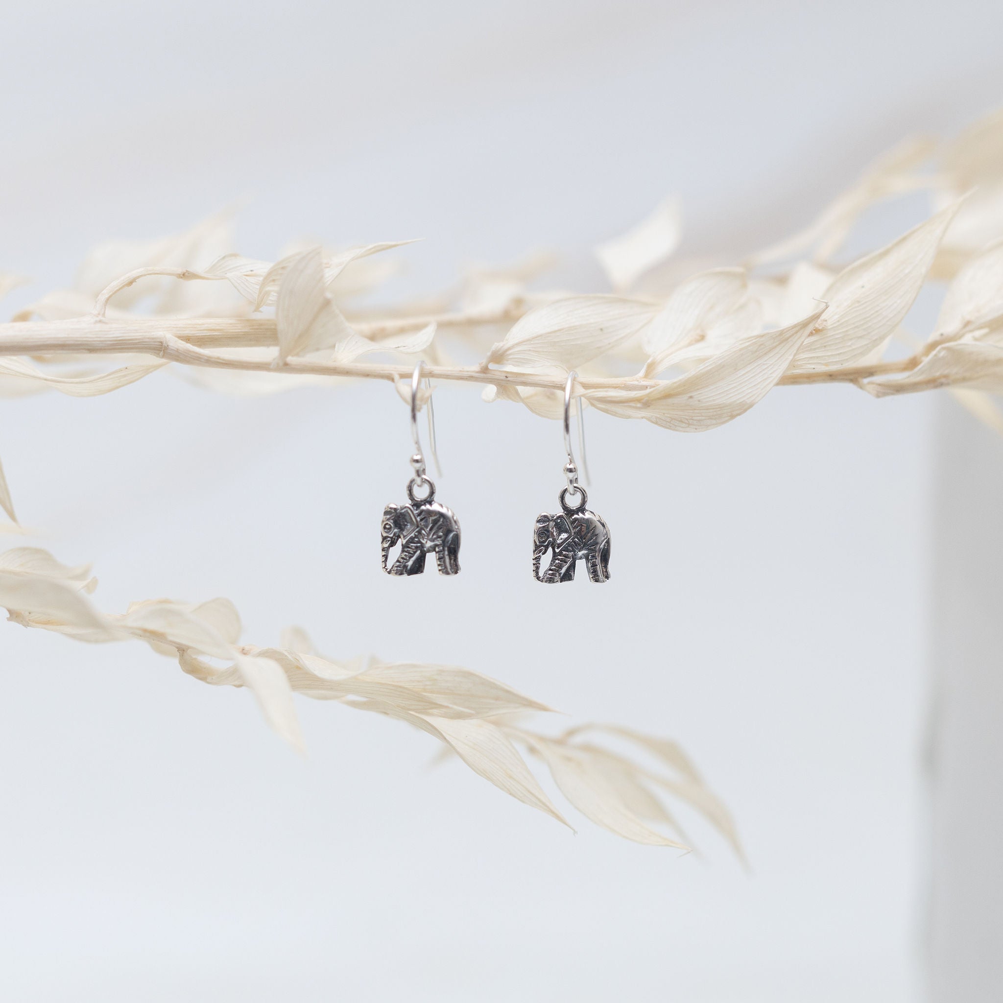 Sterling Silver Tiny Elephant Earrings