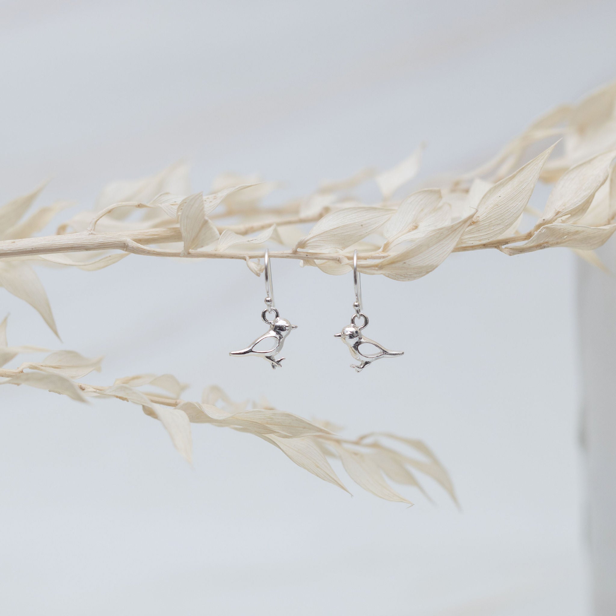 Sterling Silver Sparrow Bird Earrings