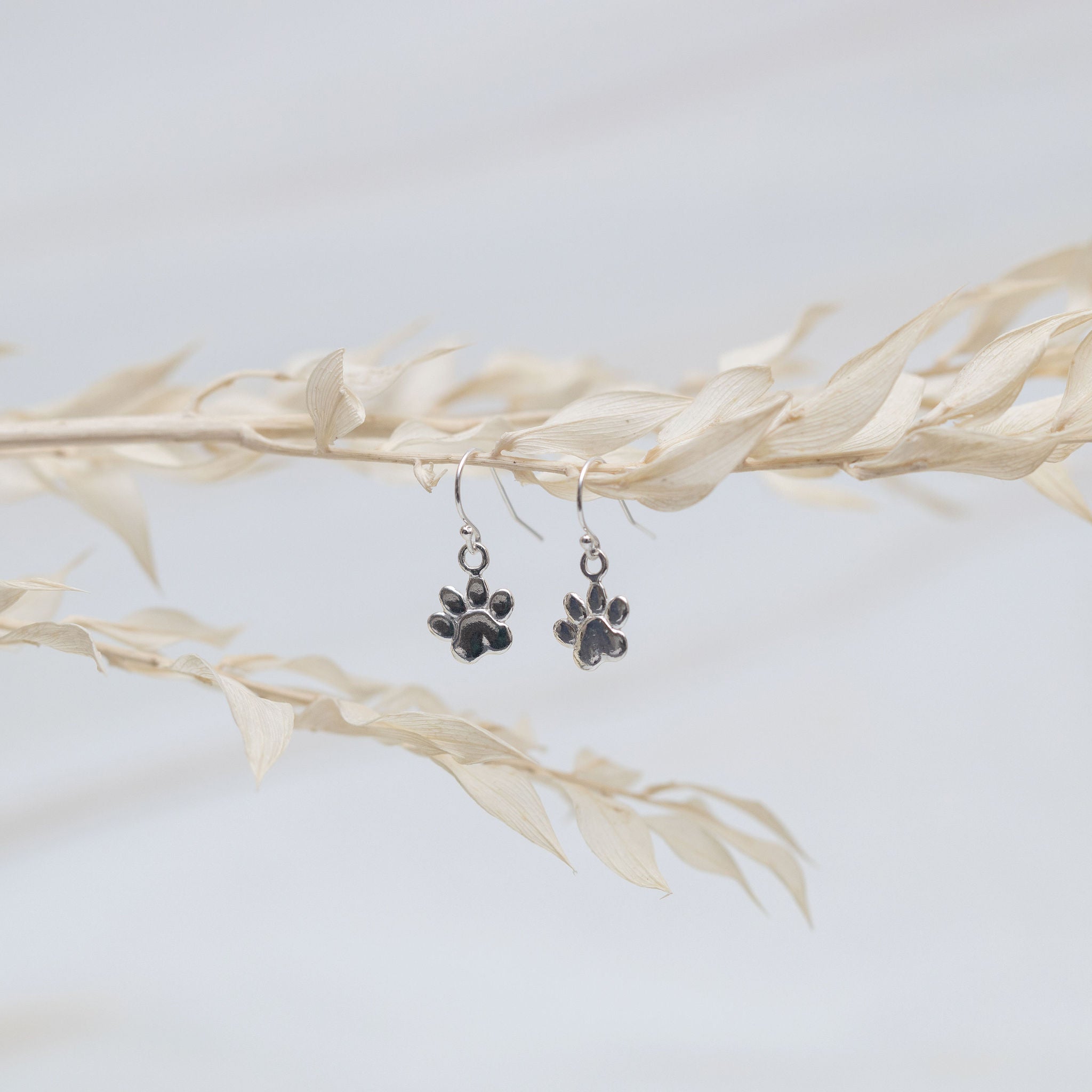 Sterling Silver Paw Print Earrings