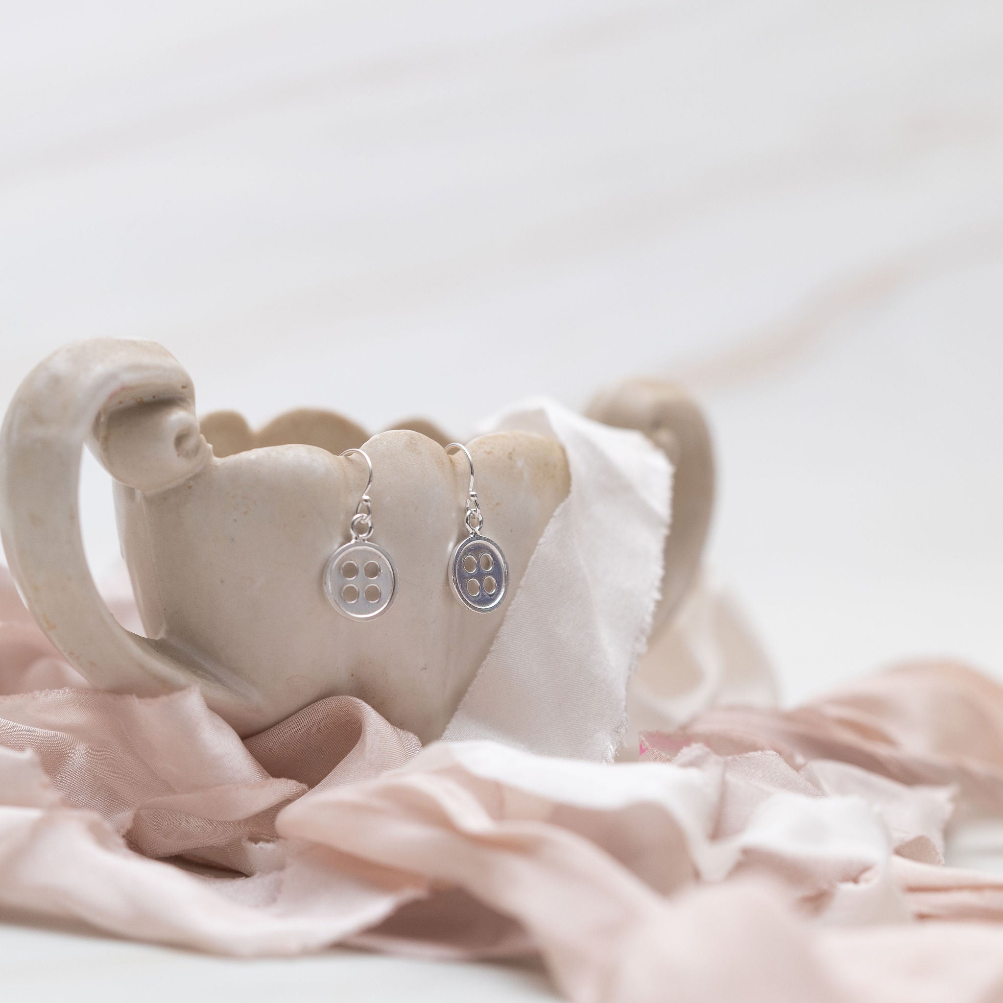 Sterling Silver Button Earrings