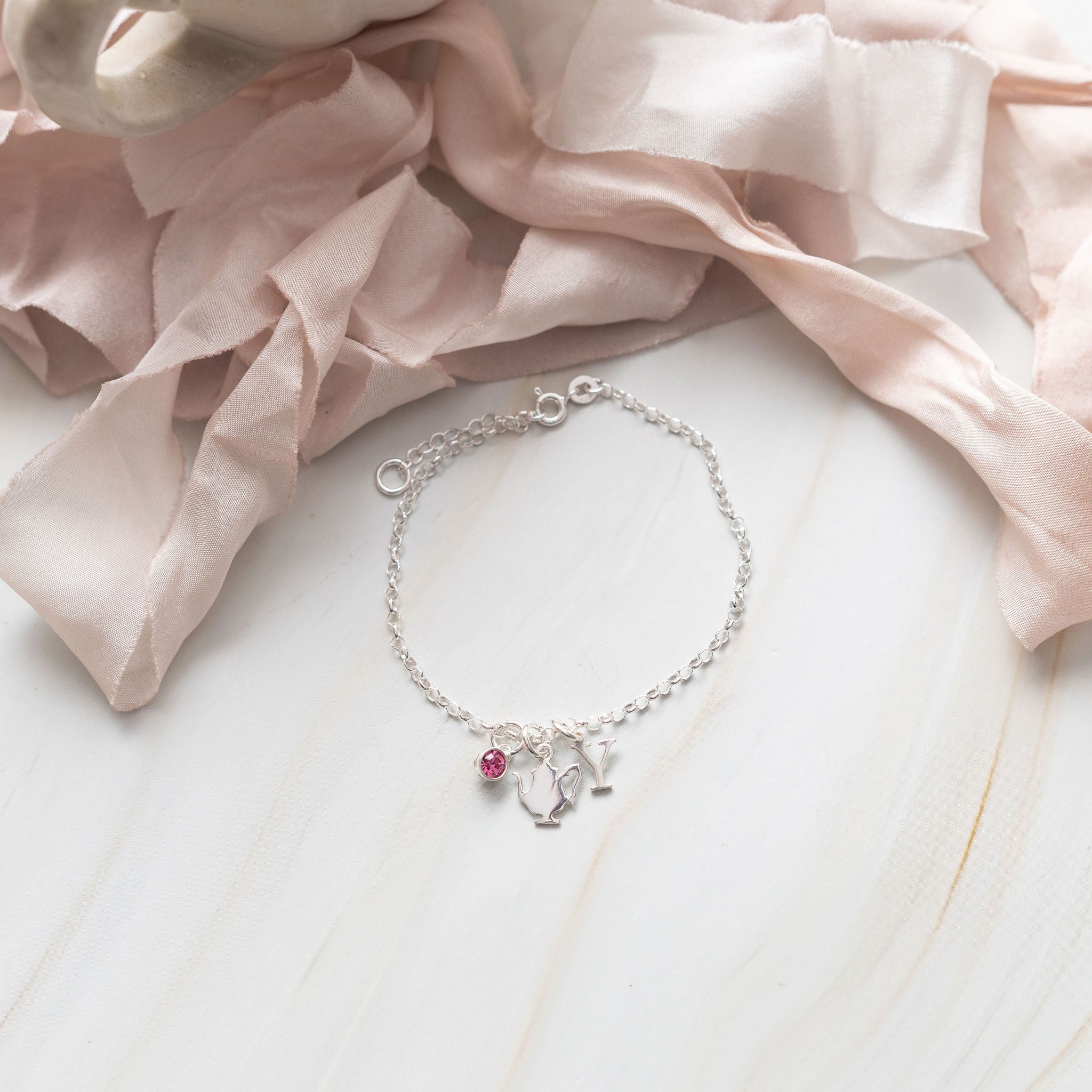 Sterling Silver Personalised Teapot Bracelet