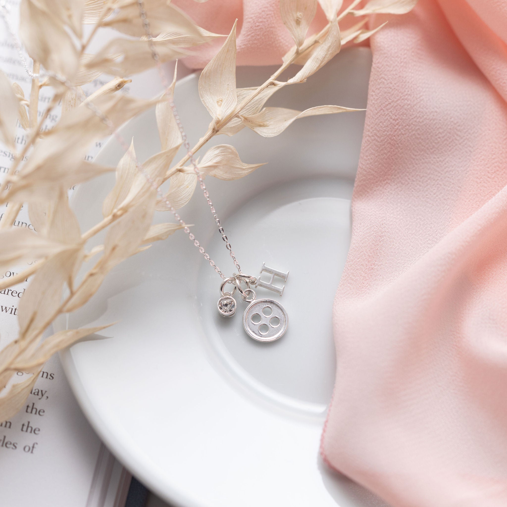 Sterling Silver Personalised Button Necklace