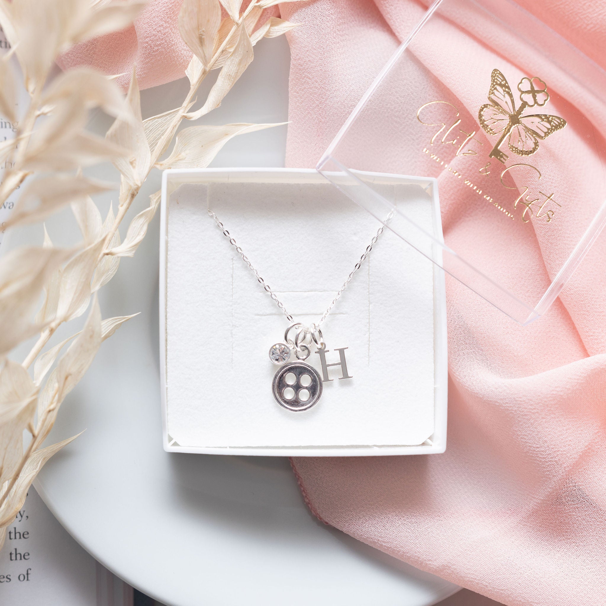 Sterling Silver Personalised Button Necklace