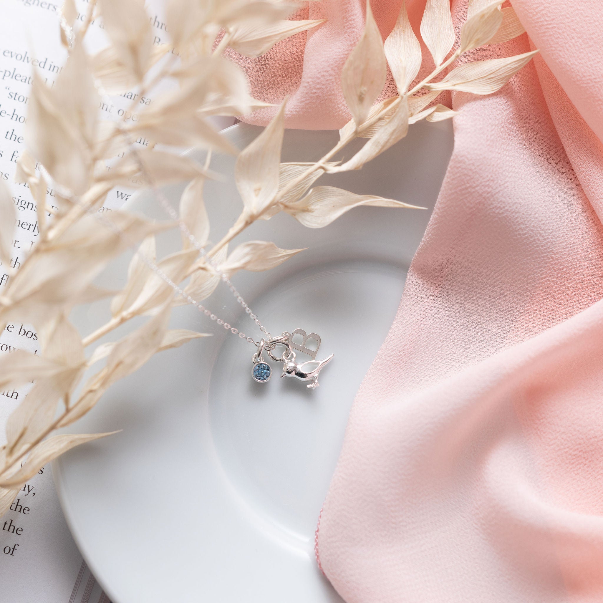 Sterling Silver Personalised Sparrow Bird Necklace