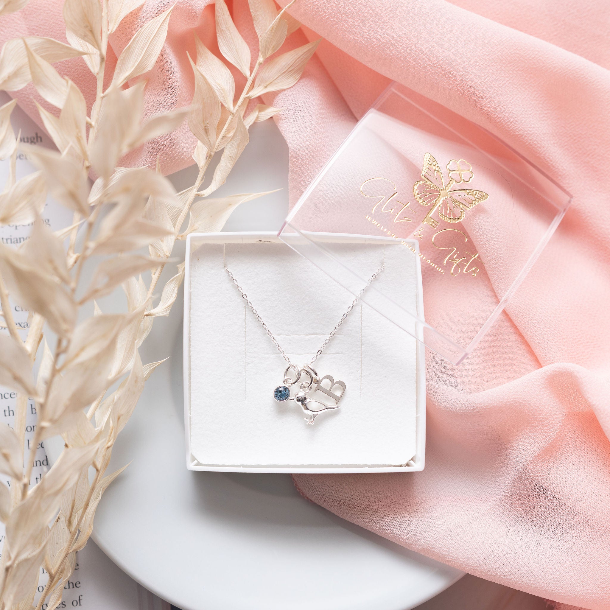 Sterling Silver Personalised Sparrow Bird Necklace