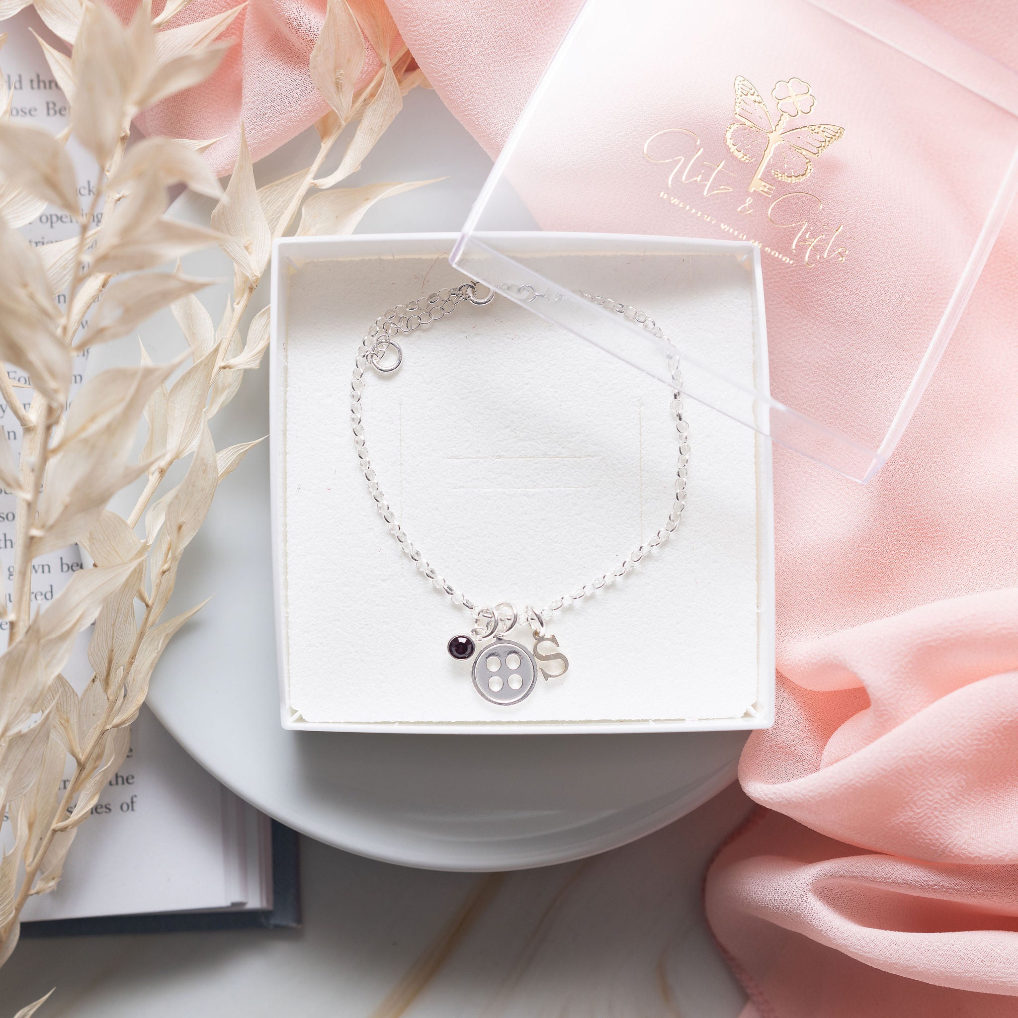 Sterling Silver Personalised Button Bracelet