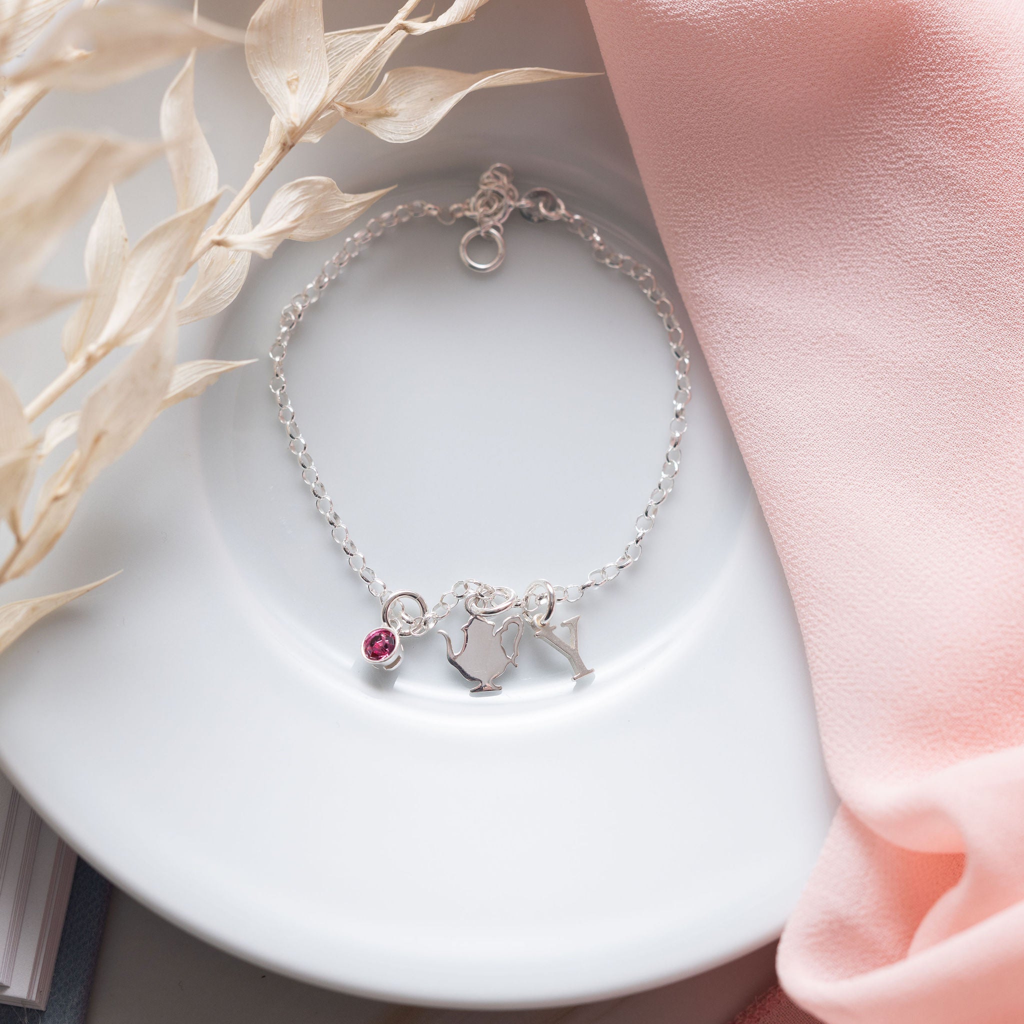 Sterling Silver Personalised Teapot Bracelet