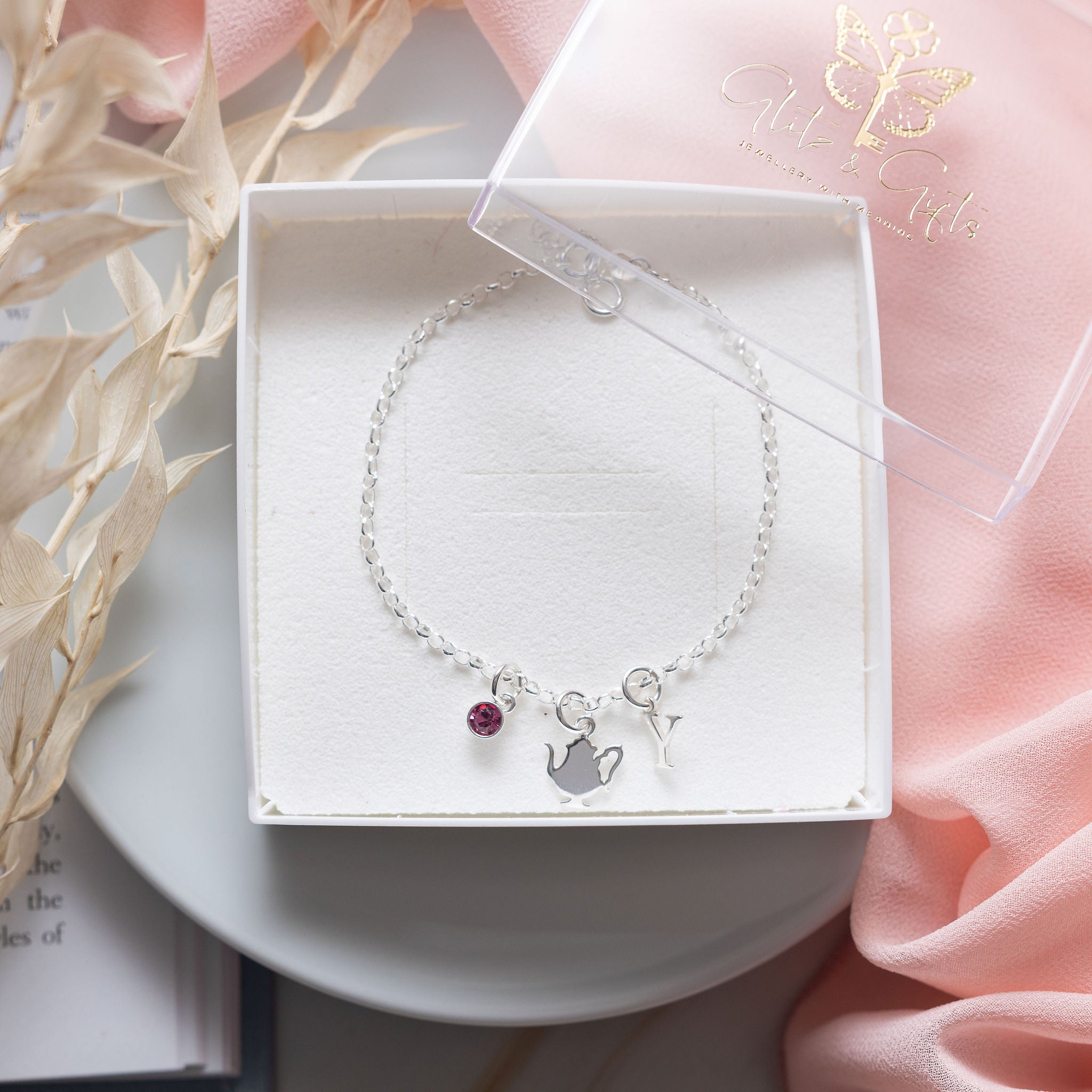 Sterling Silver Personalised Teapot Bracelet