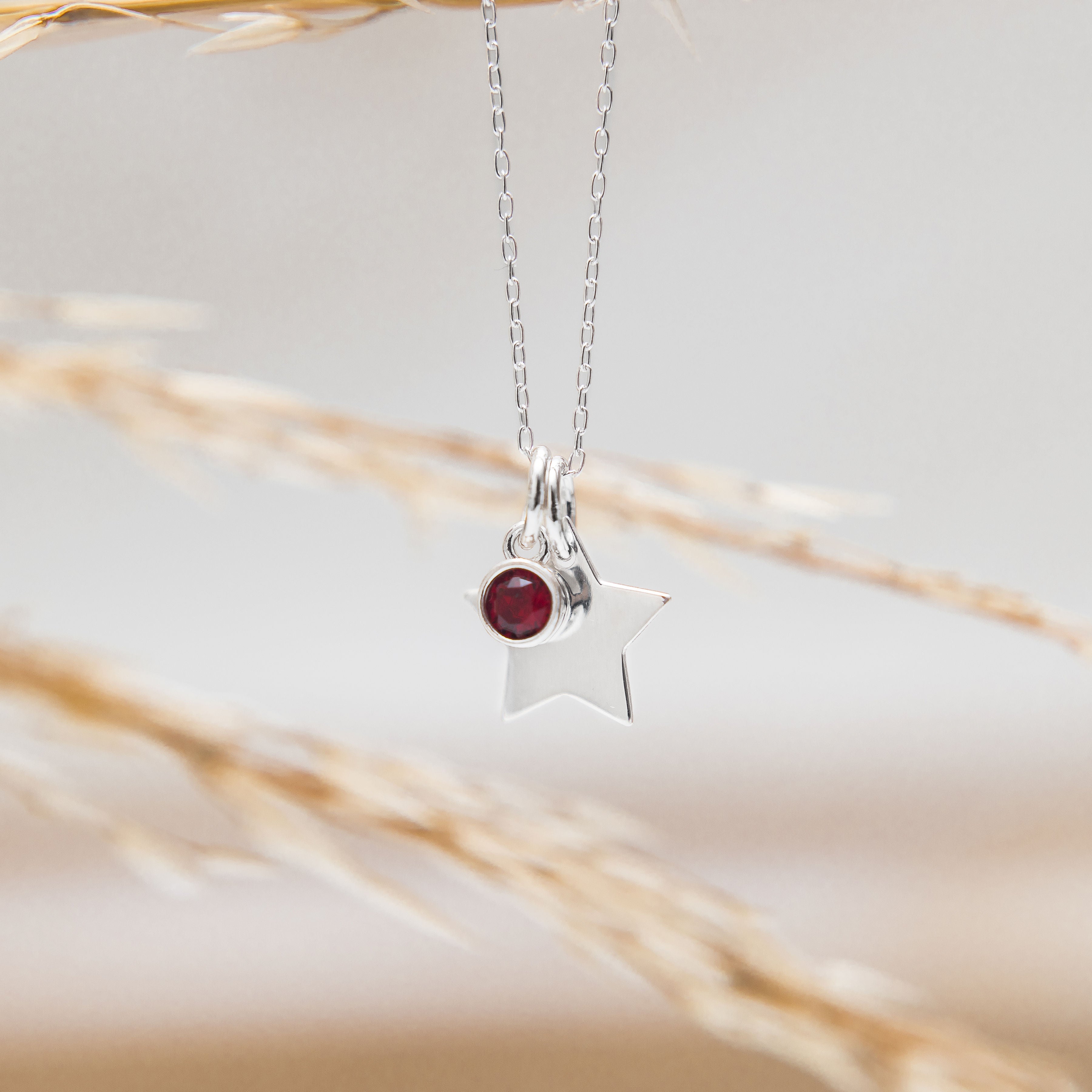 Silver star necklace birthstone jewellery personalised gifts celestial gifts