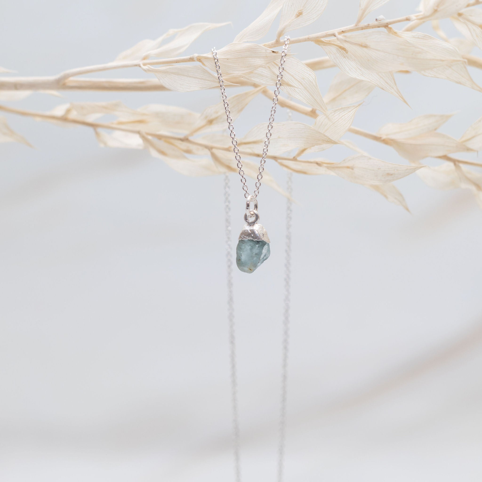 Sterling Silver Aquamarine Necklace - March Birthstone