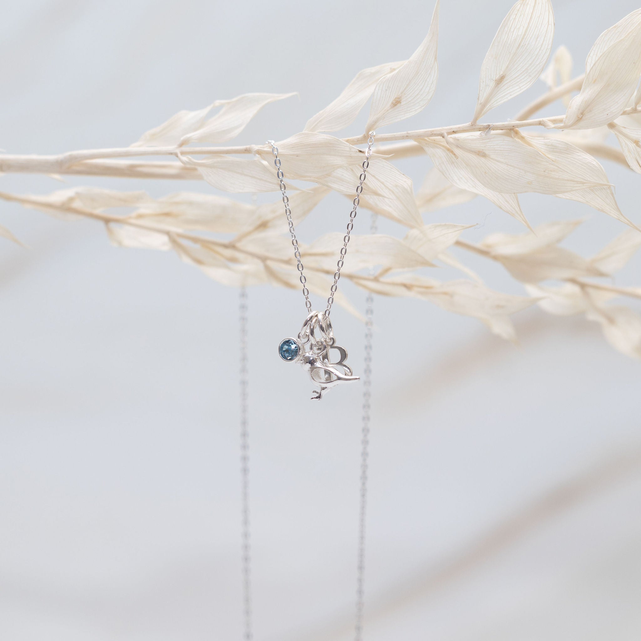 Sterling Silver Personalised Sparrow Bird Necklace