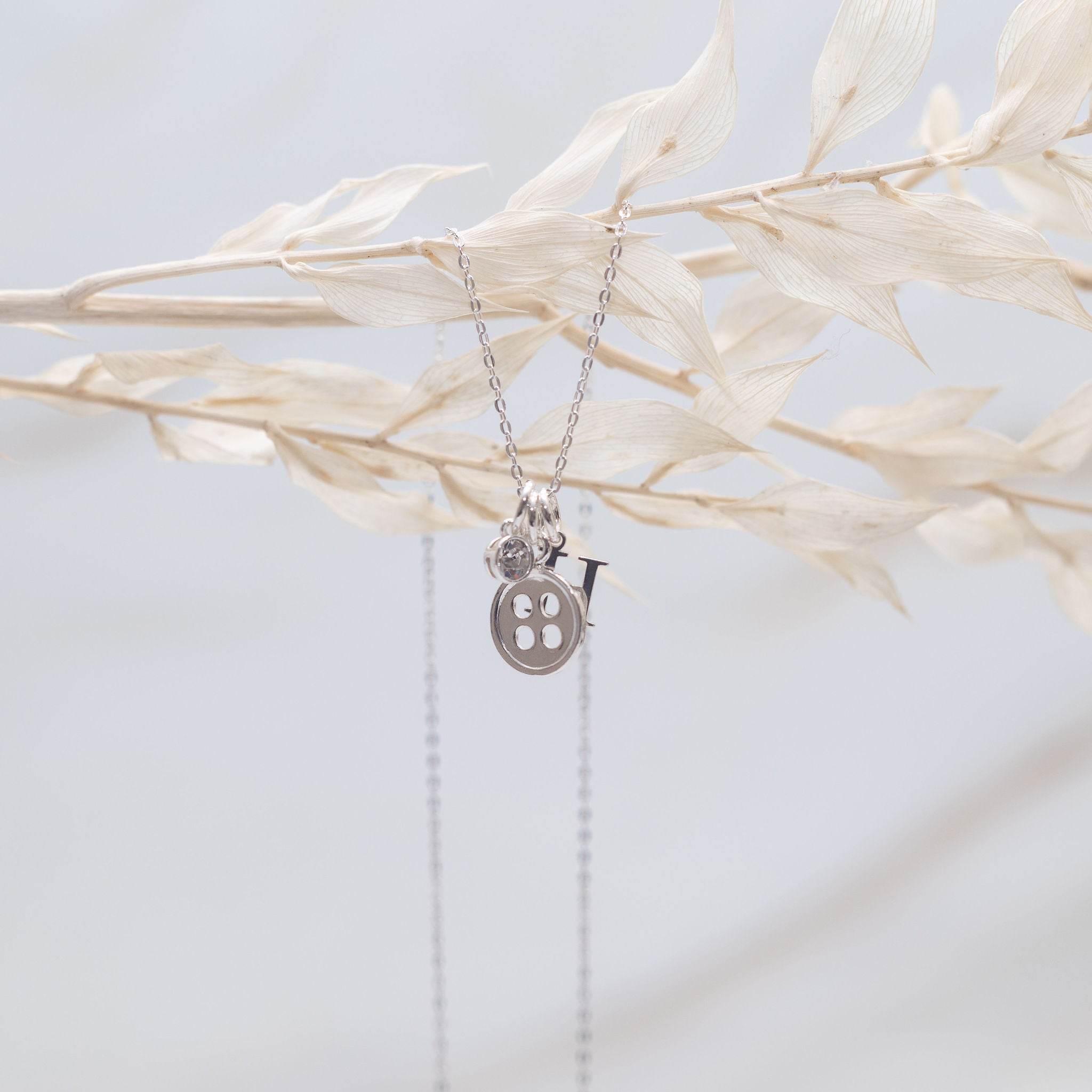 Sterling Silver Personalised Button Necklace