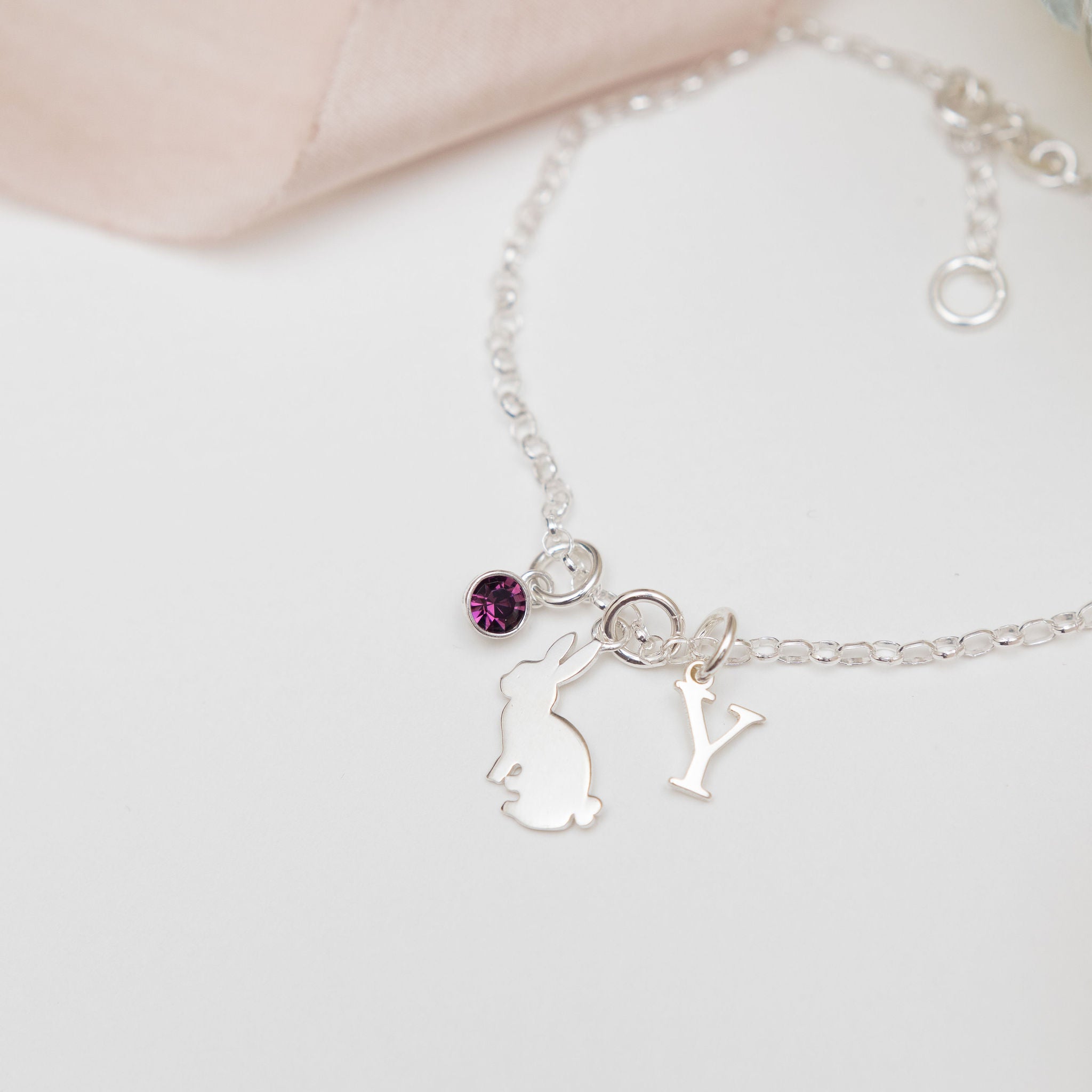 Sterling Silver Personalised Bunny Rabbit Bracelet